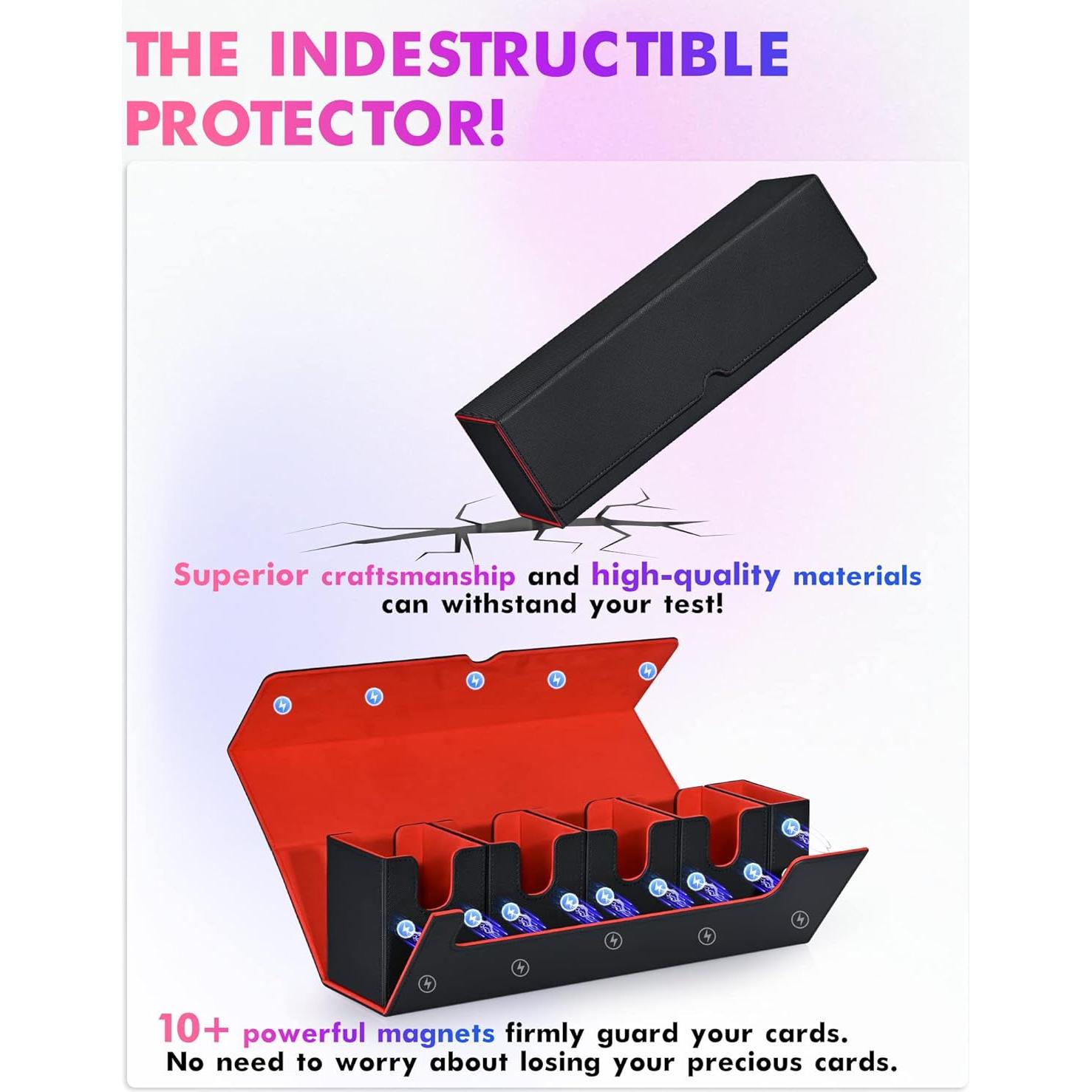 Caja de Barajas 5 en 1 UAONO para MTG y Yugioh - Negro Rojo