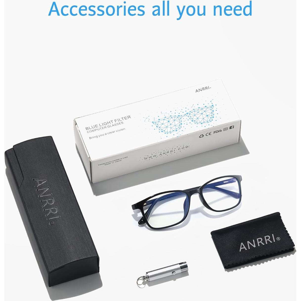 Gafas de Bloqueo de Luz Azul ANRRI Unisex Montura Ligera