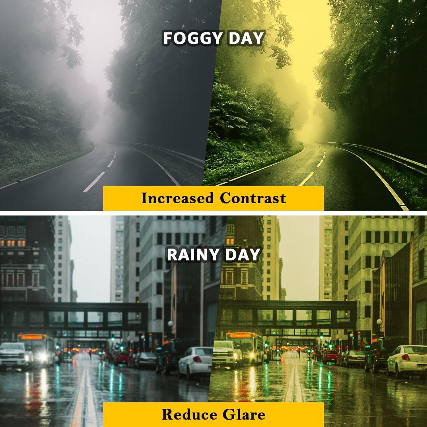 FIMILU Polarized Night Vision Glasses for Men Women, Trendy Yellow Lens Glasses for Night Driving, UV400 Protection