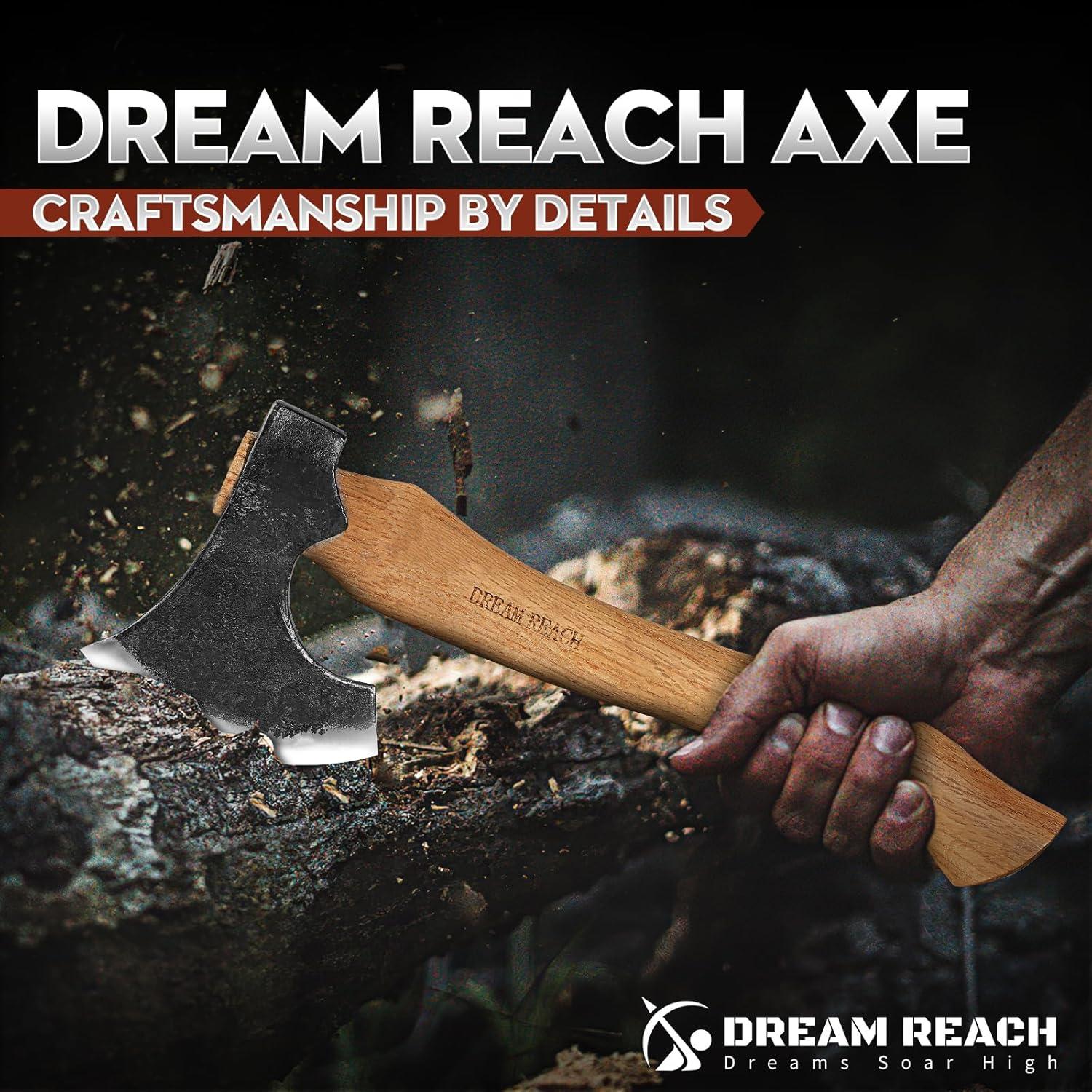 Hacha de Camping Soñar Alcance 36 cm Acero Forjado con Funda