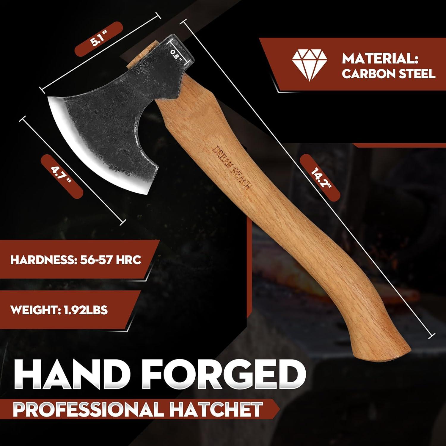 Hacha de Camping Soñar Alcance 36 cm Acero Forjado con Funda