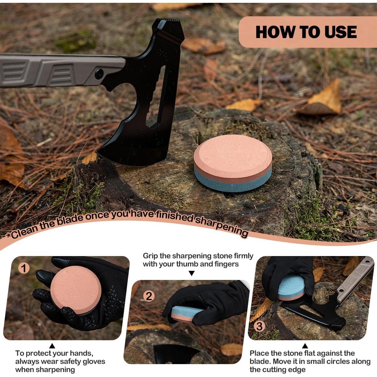 Hacha de Camping ZENHOSIT 43 cm con Funda y Piedra de Afilado