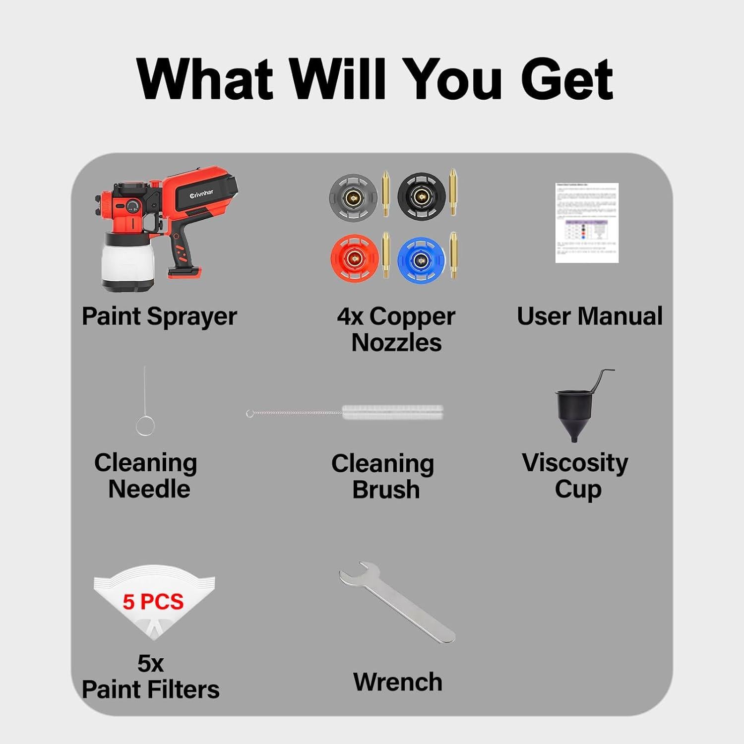 Pulverizador de Pintura Inalámbrico Crivnhar R-PrayPro 1200ml