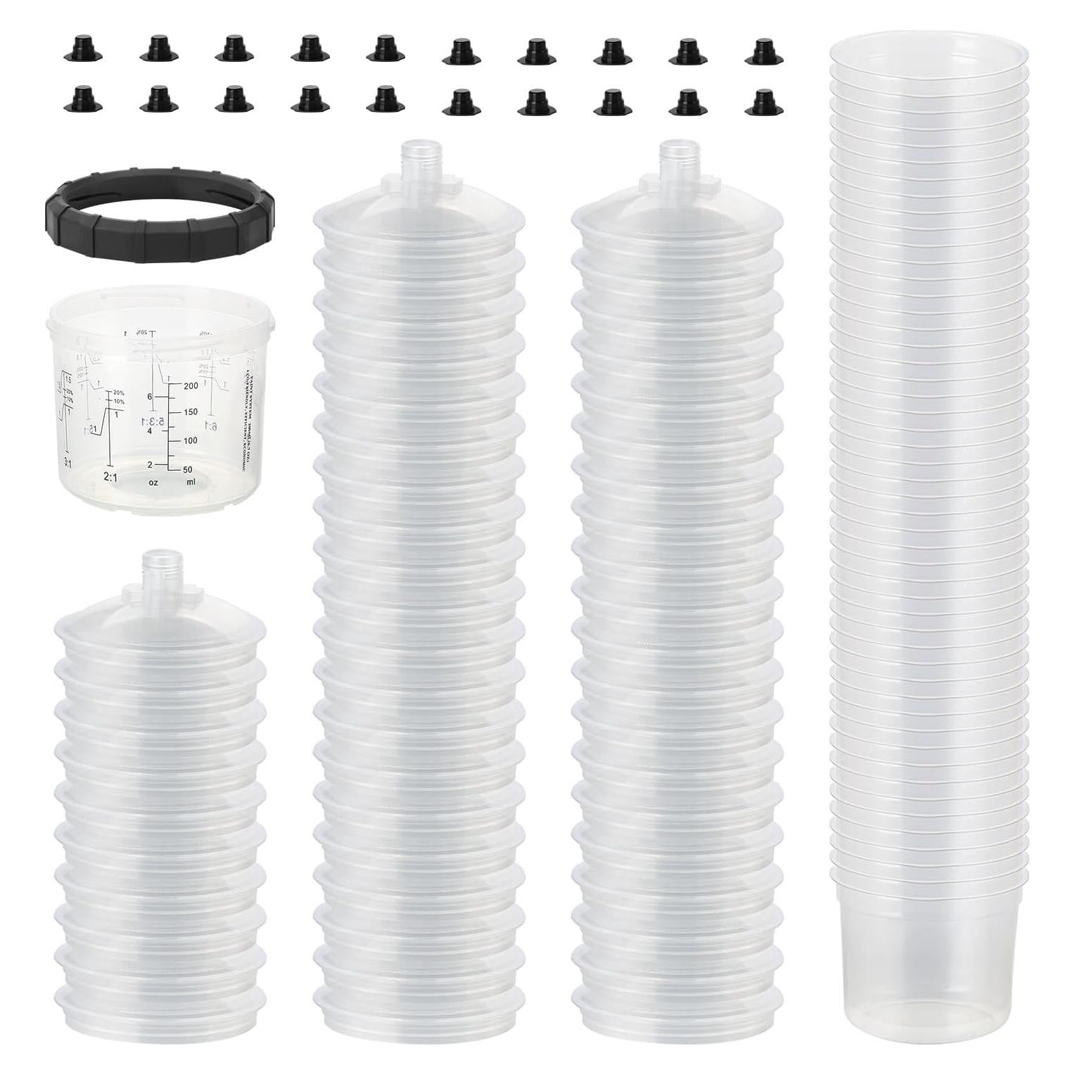 NIHAO Kit de Tazas de Mezcla Desechables para Pintura 200ml