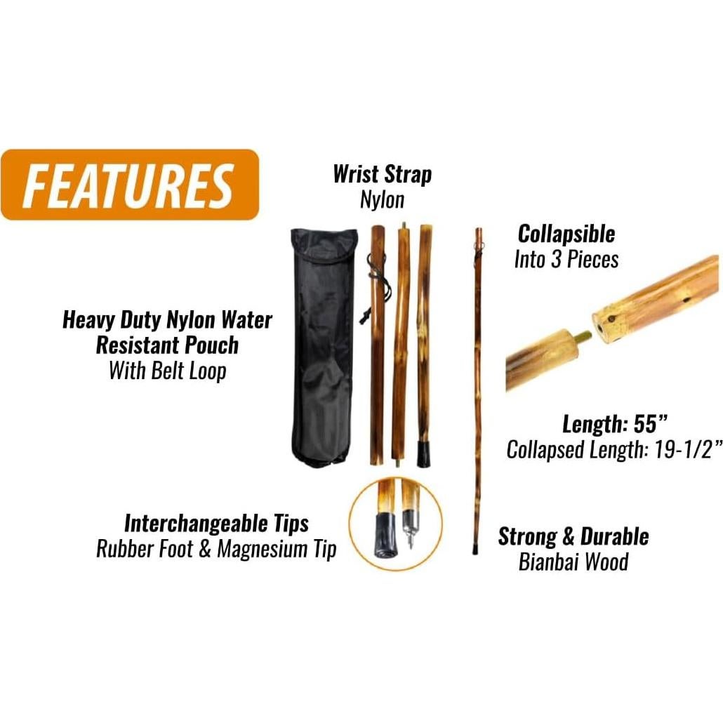 Bastón Desmontable SE 3 Piezas 139.7 cm Madera Pino