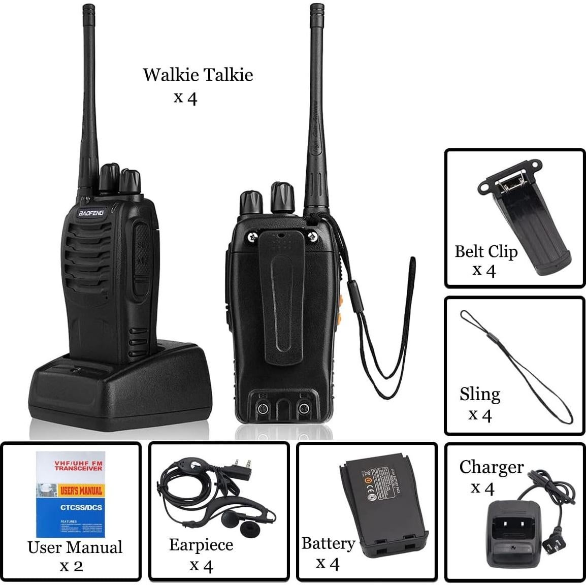 Walkie Talkies Baofeng BF-888S 4 Pcs UHF Largo Alcance