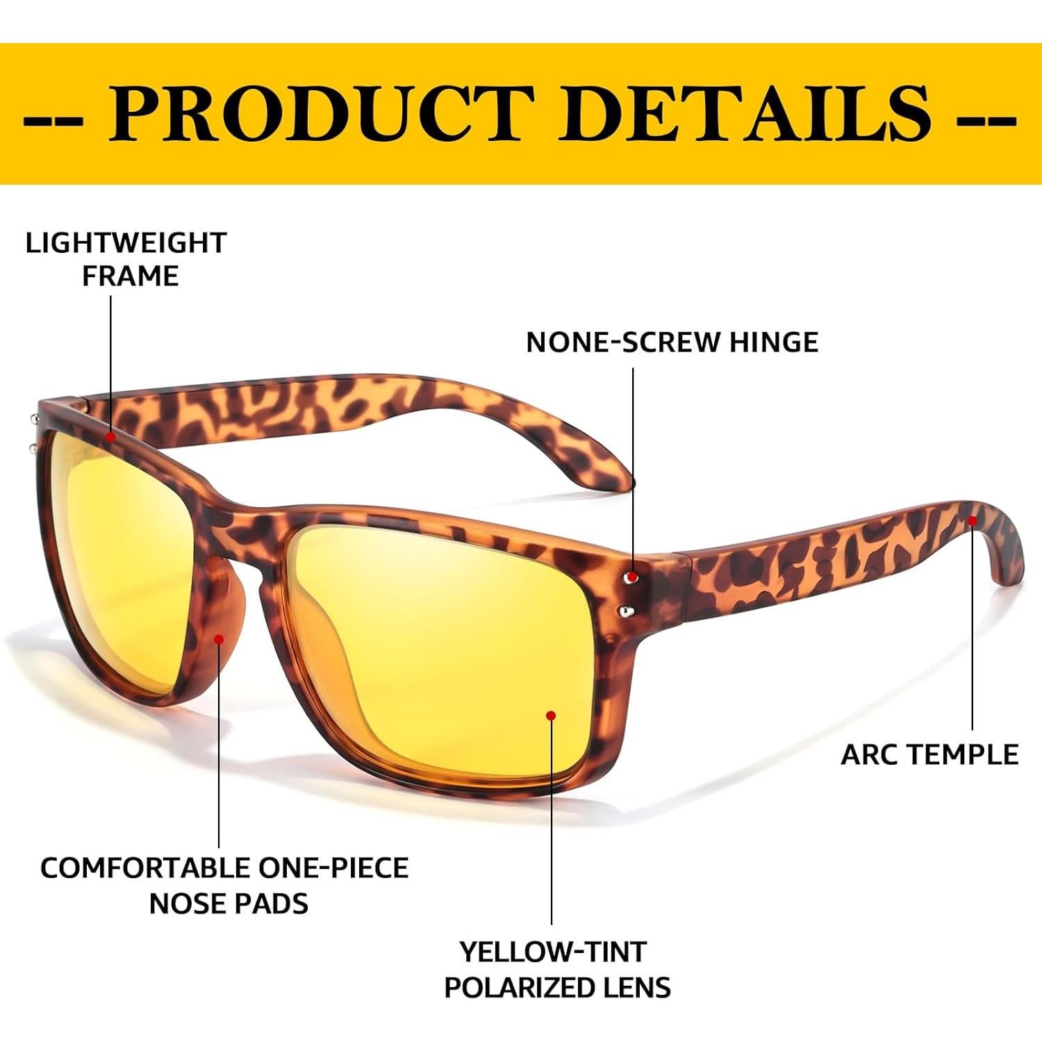 Gafas de Conducción Nocturna FIMILU Polarizadas Amarillas