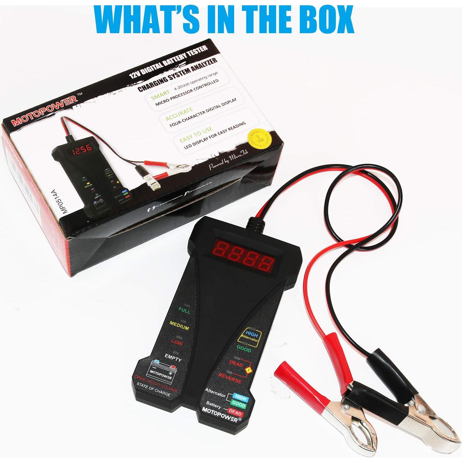 Probador Digital de Batería MOTOPOWER MP0514A 12V LCD