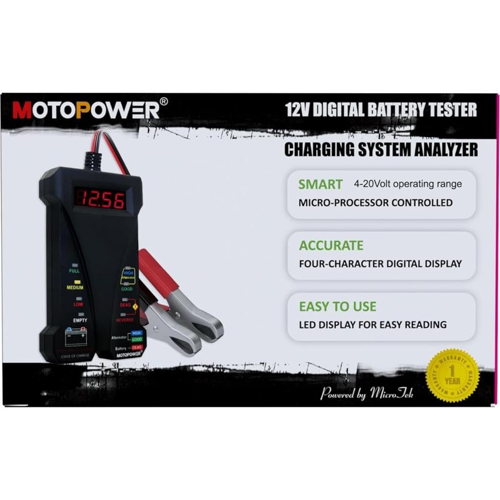 Probador Digital de Batería MOTOPOWER MP0514A 12V LCD