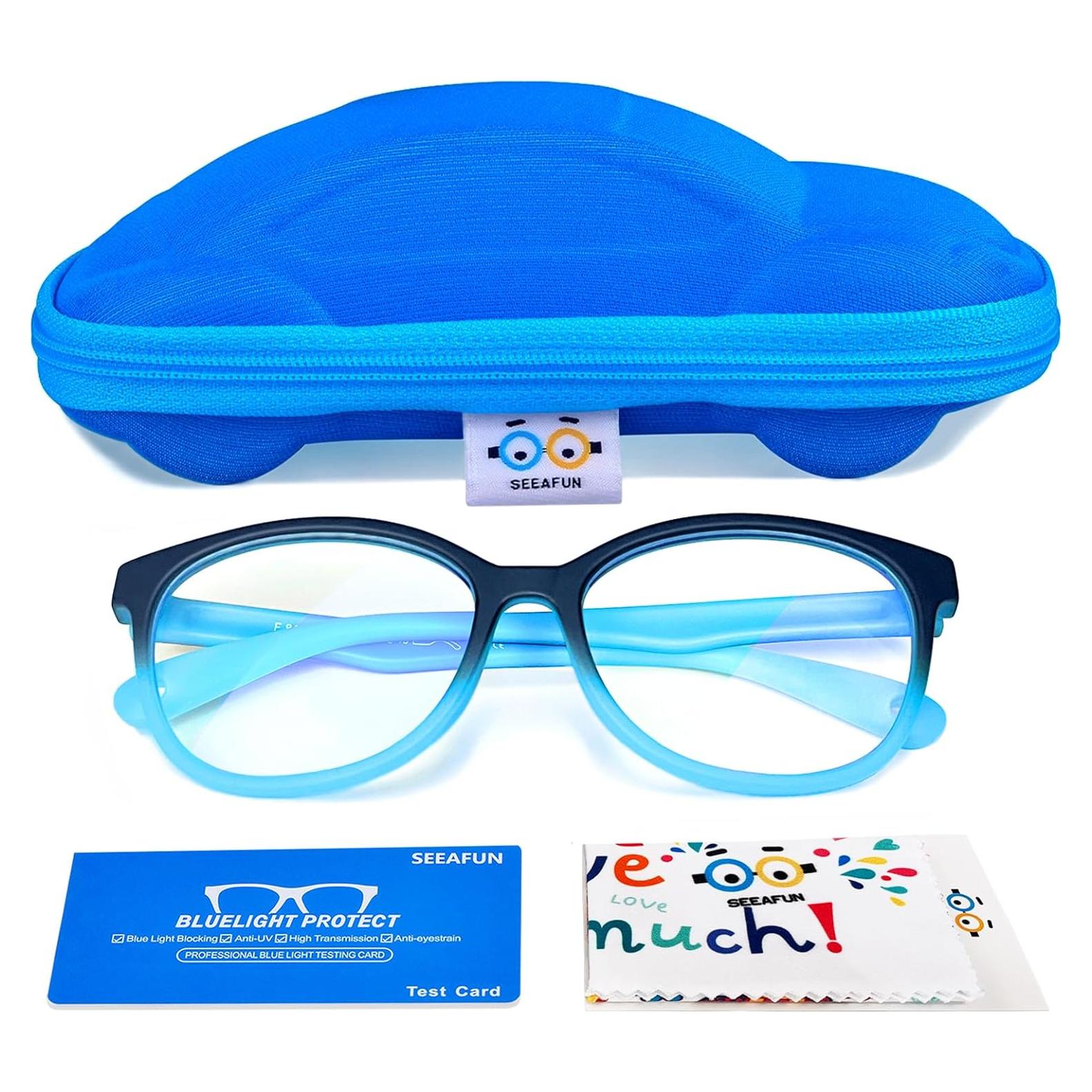 Gafas de Luz Azul para Niños SEEAFUN con Estuche Coche UV400
