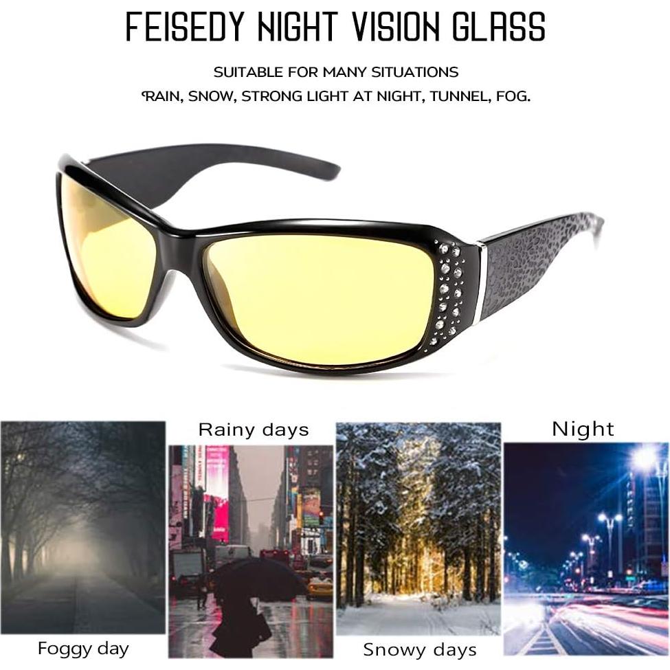 Gafas de sol amarillas FEISEDY para mujeres anti deslumbrantes