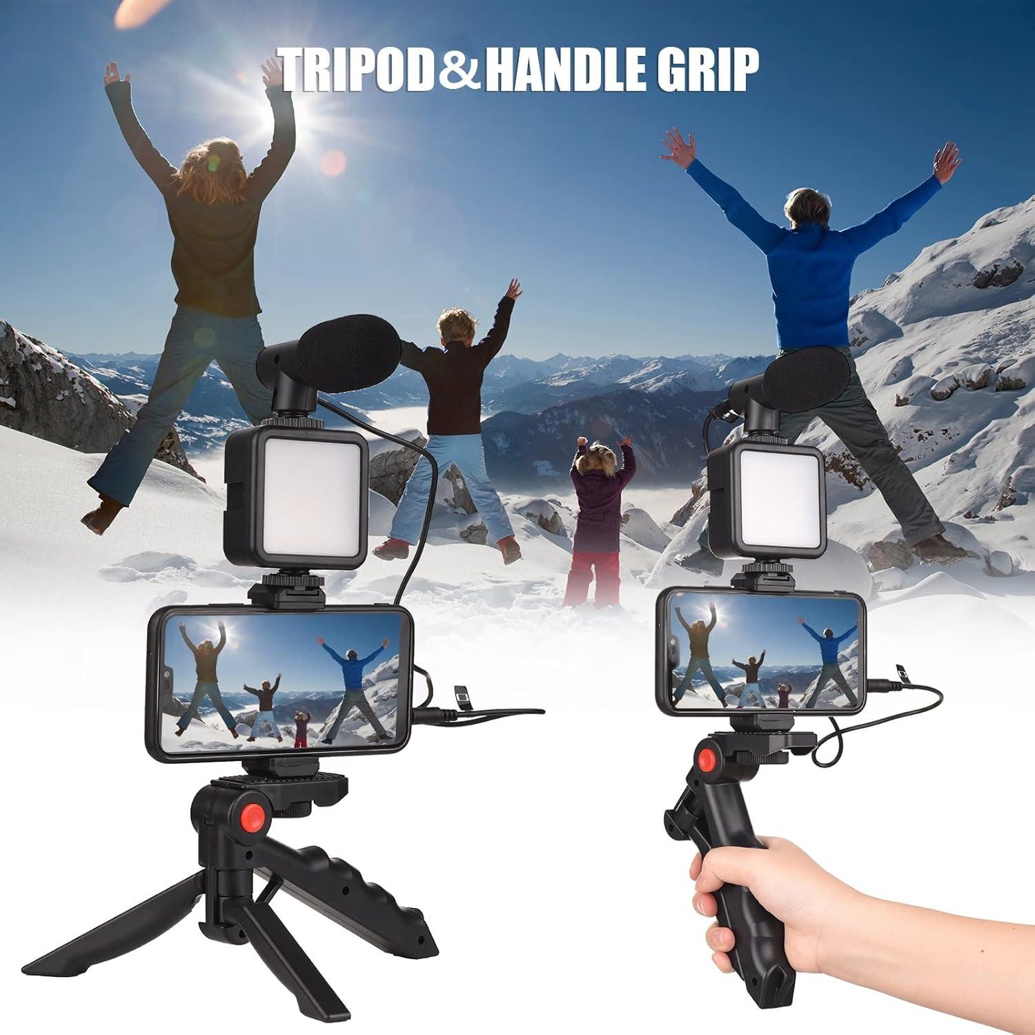 Kit de Vlog Andoer Mini Luz LED + Micrófono + Trípode