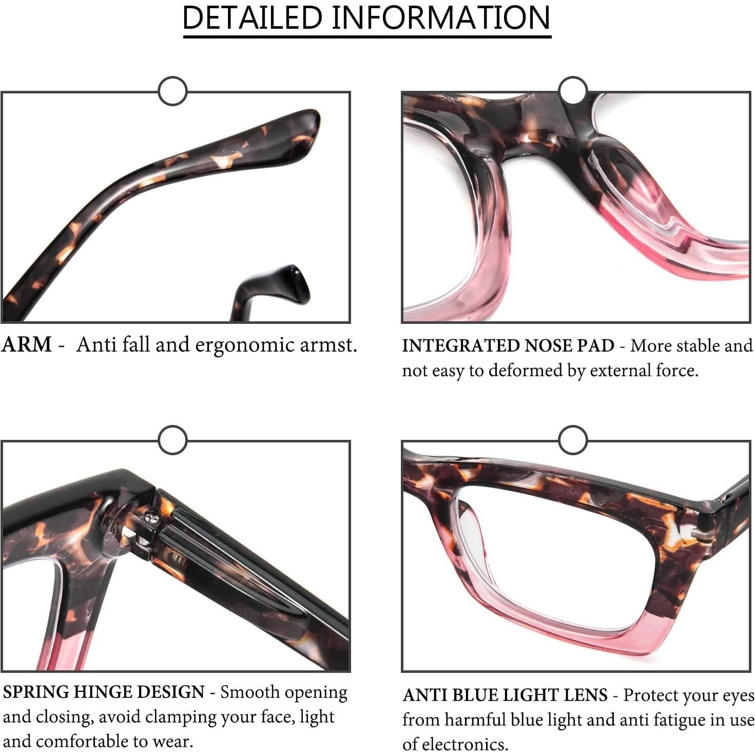 Gafas de Lectura REAVEE 6 Paquete Estilo Oprah Bloqueo Luz Azul