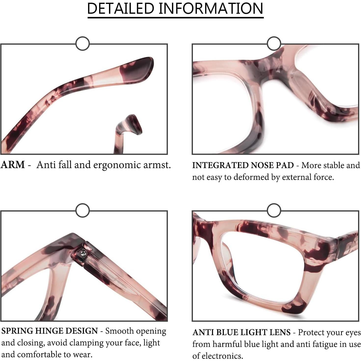 Gafas de Lectura Anti Luz Azul para Mujeres - 3 Colores 1.0x