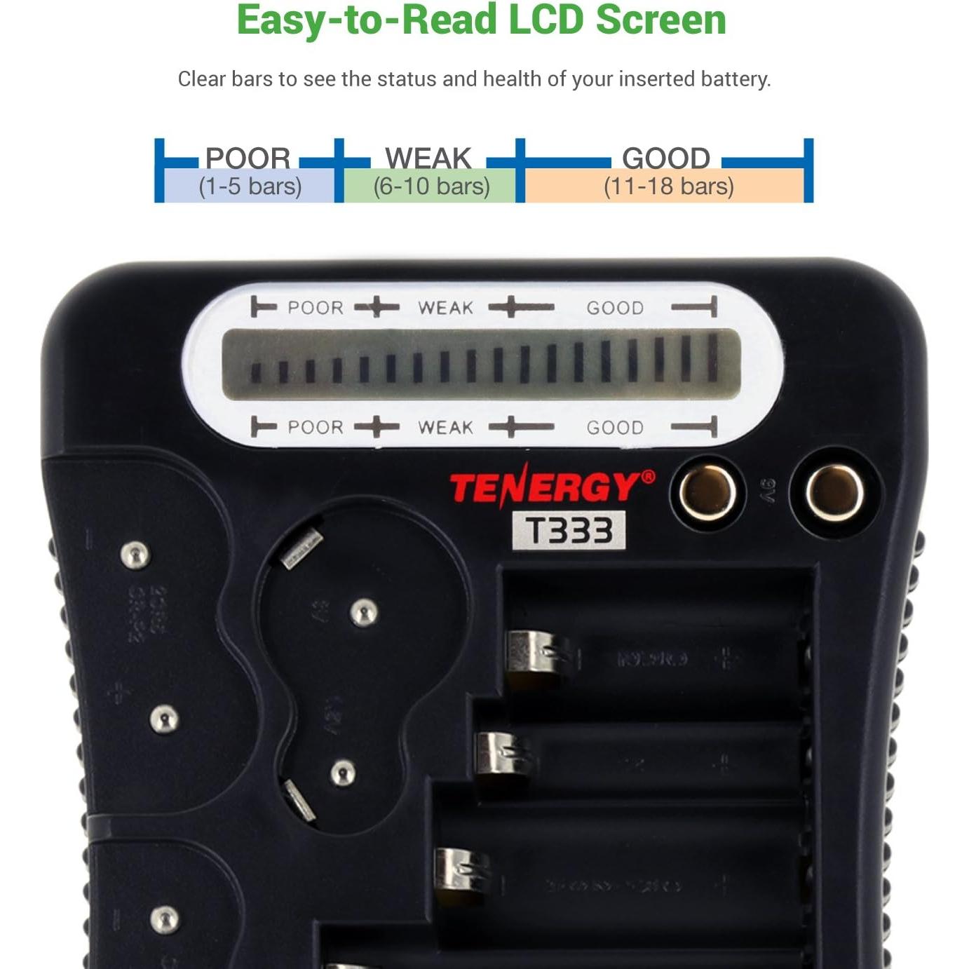 Probador de Baterías Tenergy T-333 LCD Universal Multiusos