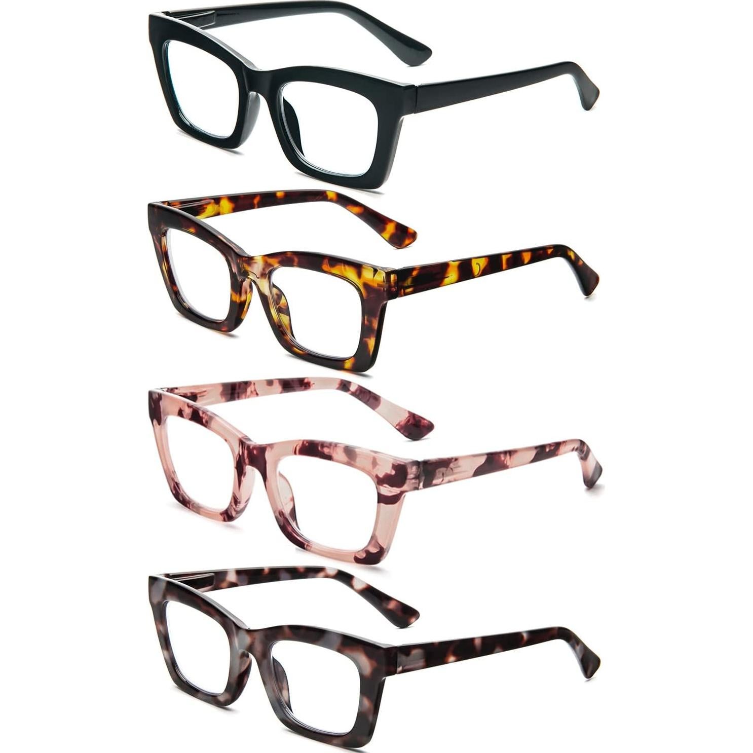 Gafas de lectura REAVEE para mujer, bloqueo luz azul, 4 colores