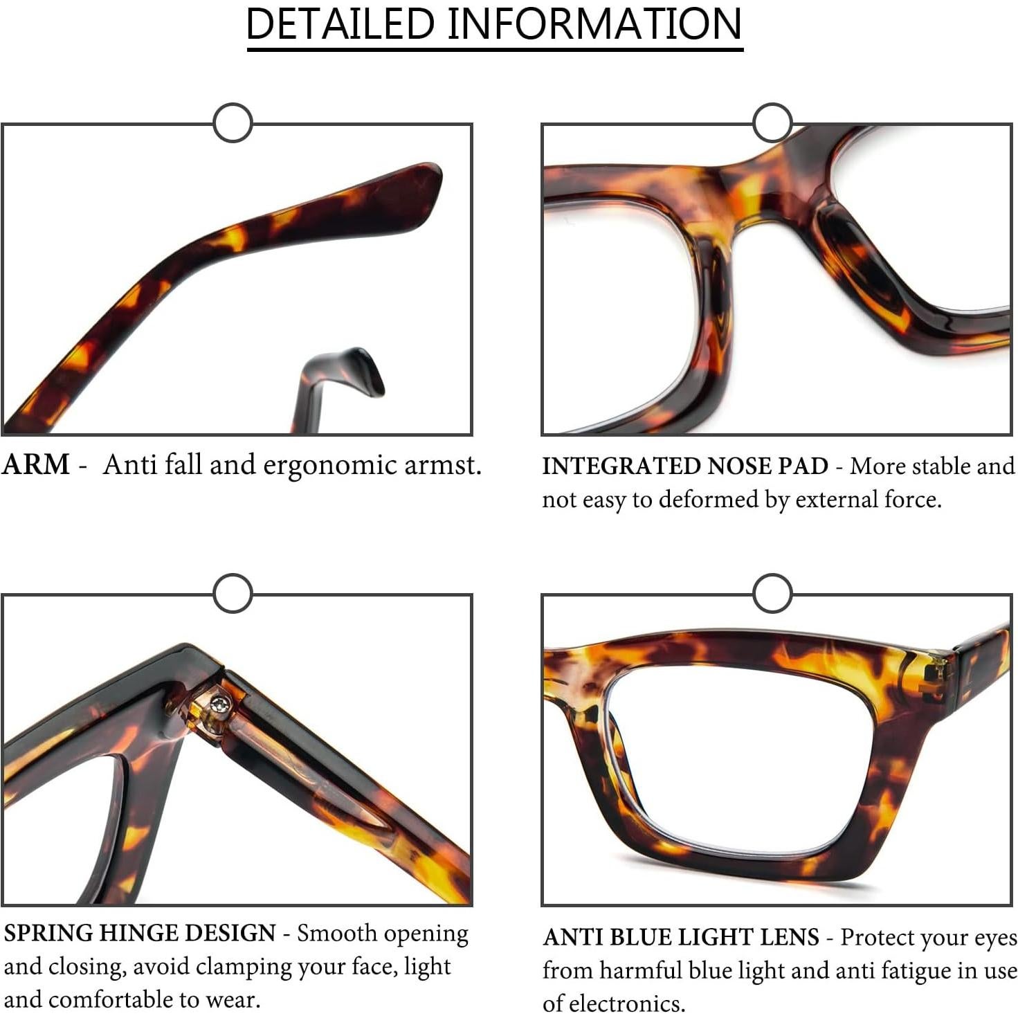 Gafas de lectura REAVEE para mujer, bloqueo luz azul, 4 colores