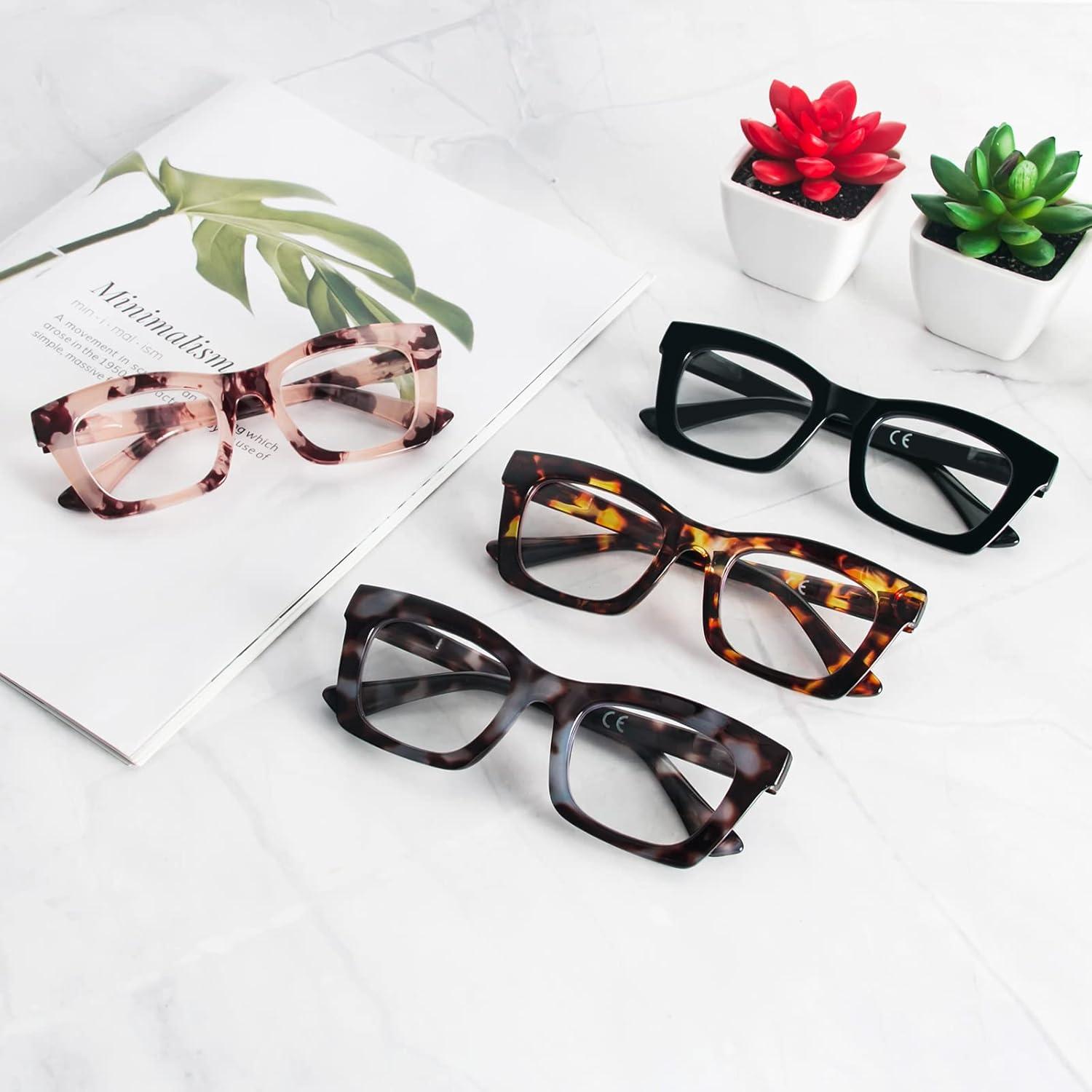 Gafas de lectura REAVEE para mujer, bloqueo luz azul, 4 colores