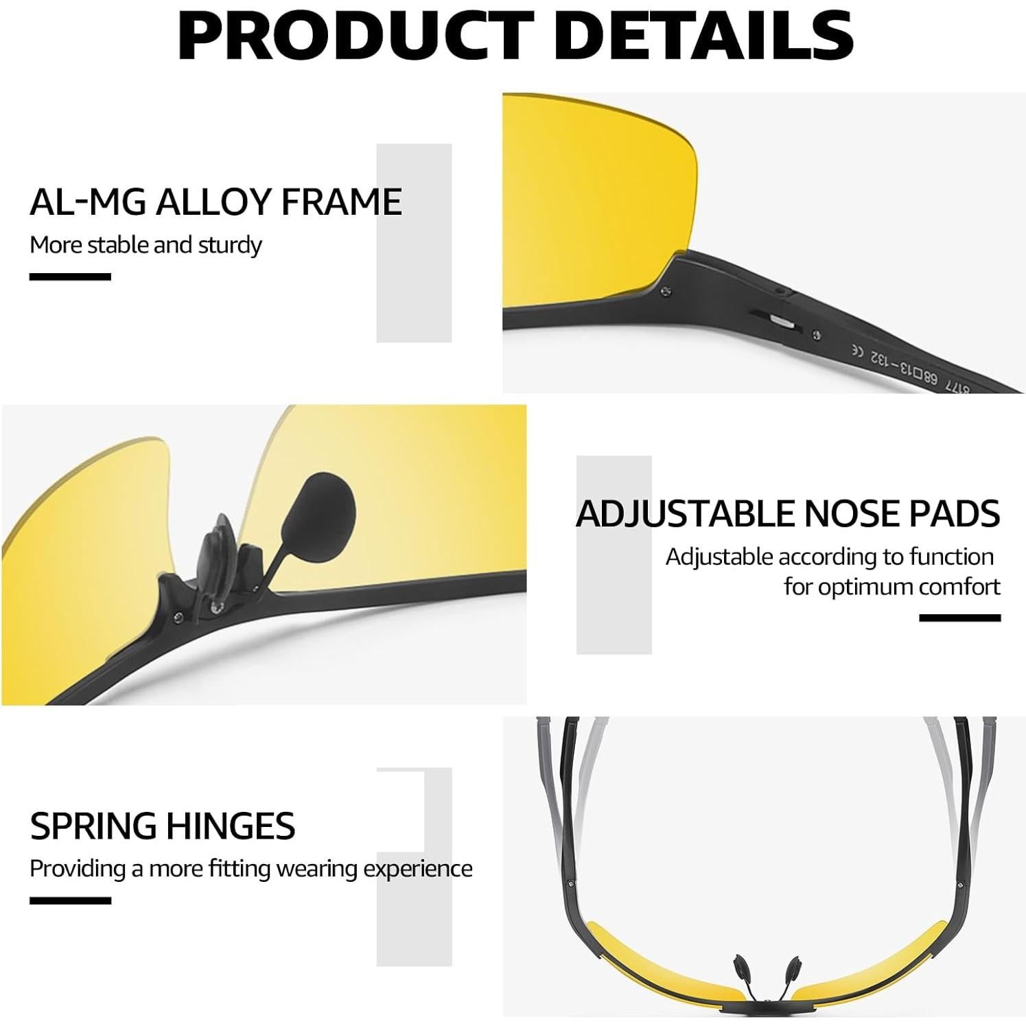 Gafas de Visión Nocturna LVIOE Amarillas Polarizadas Envolventes