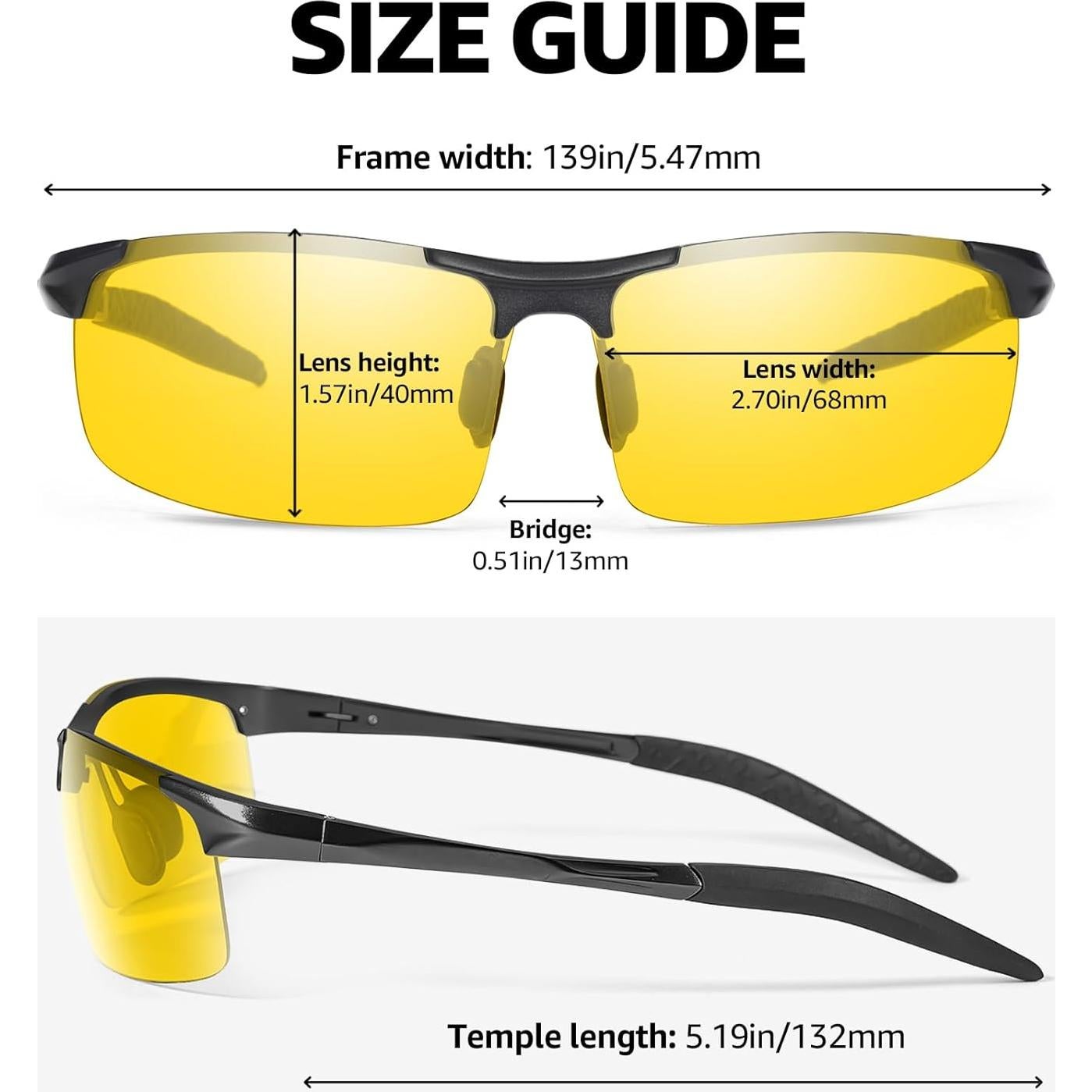 Gafas de Visión Nocturna LVIOE Amarillas Polarizadas Envolventes