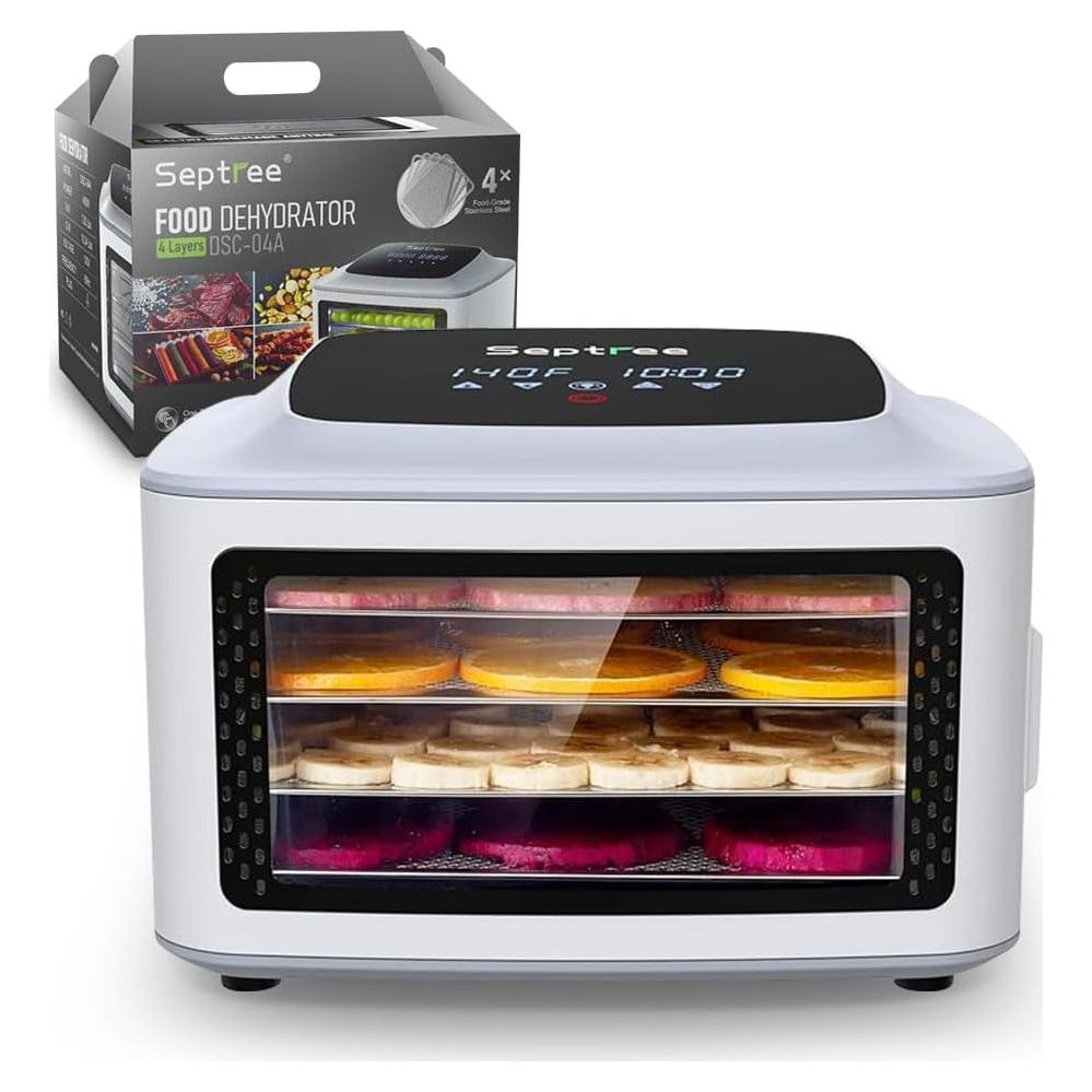 Deshidratador de Alimentos Septree DSC-04A, 4 Bandejas Acero Inoxidable