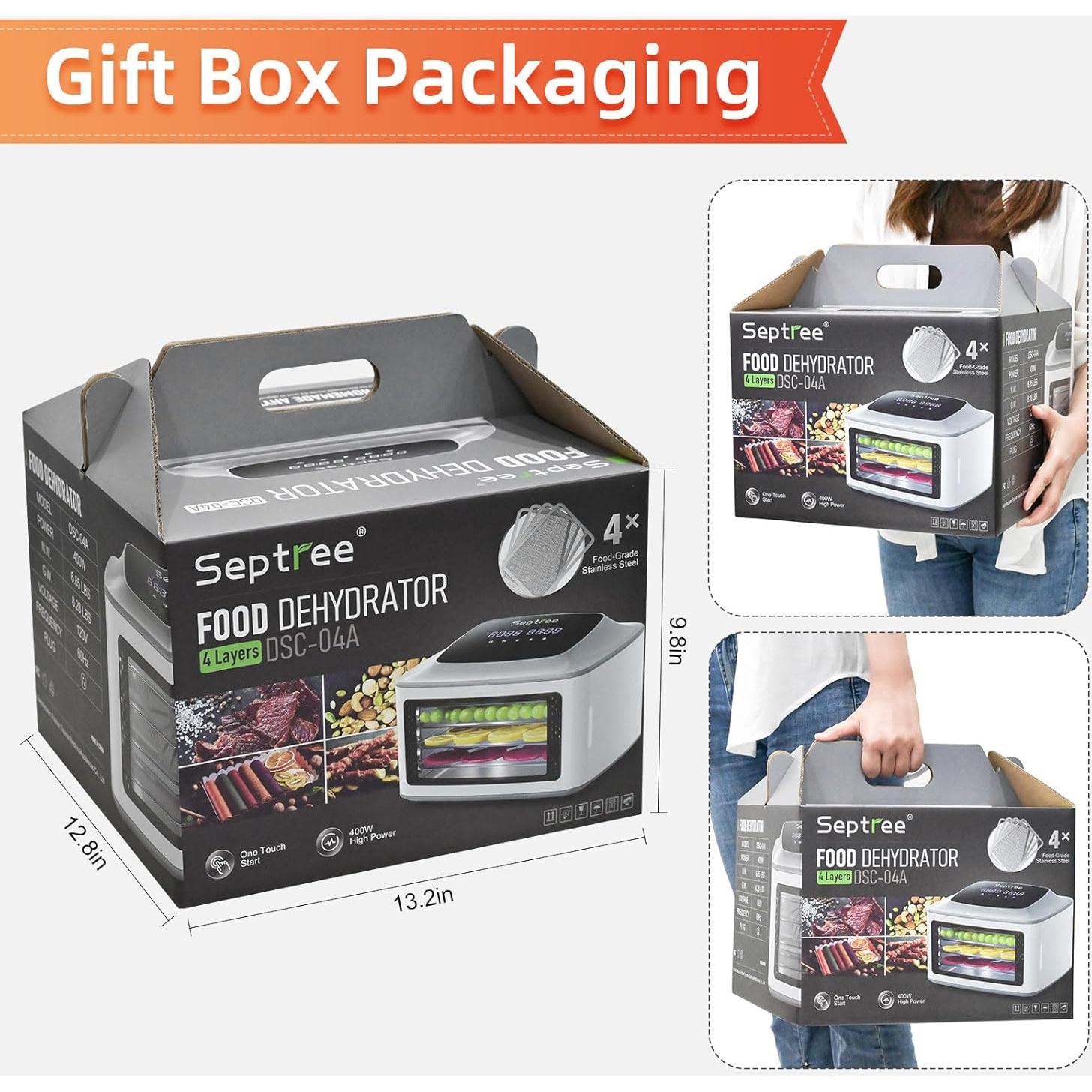 Deshidratador de Alimentos Septree DSC-04A, 4 Bandejas Acero Inoxidable