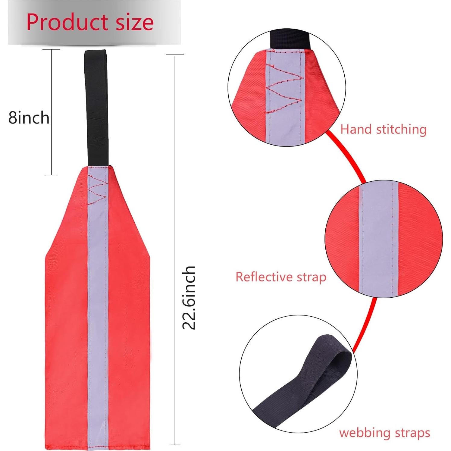 2 PCS Bandera de Seguridad Emsiok para Kayak Roja Reflectante