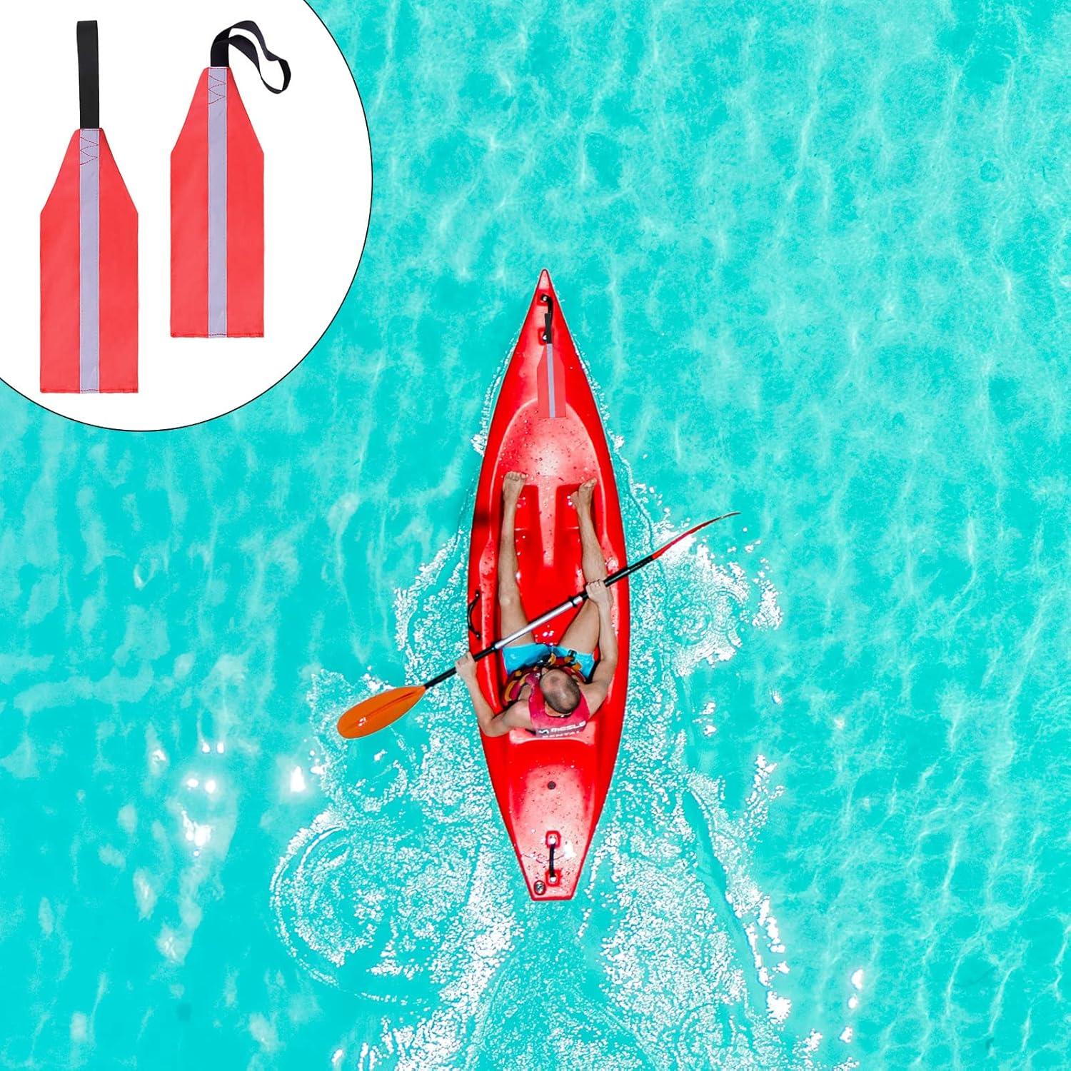2 PCS Bandera de Seguridad Emsiok para Kayak Roja Reflectante