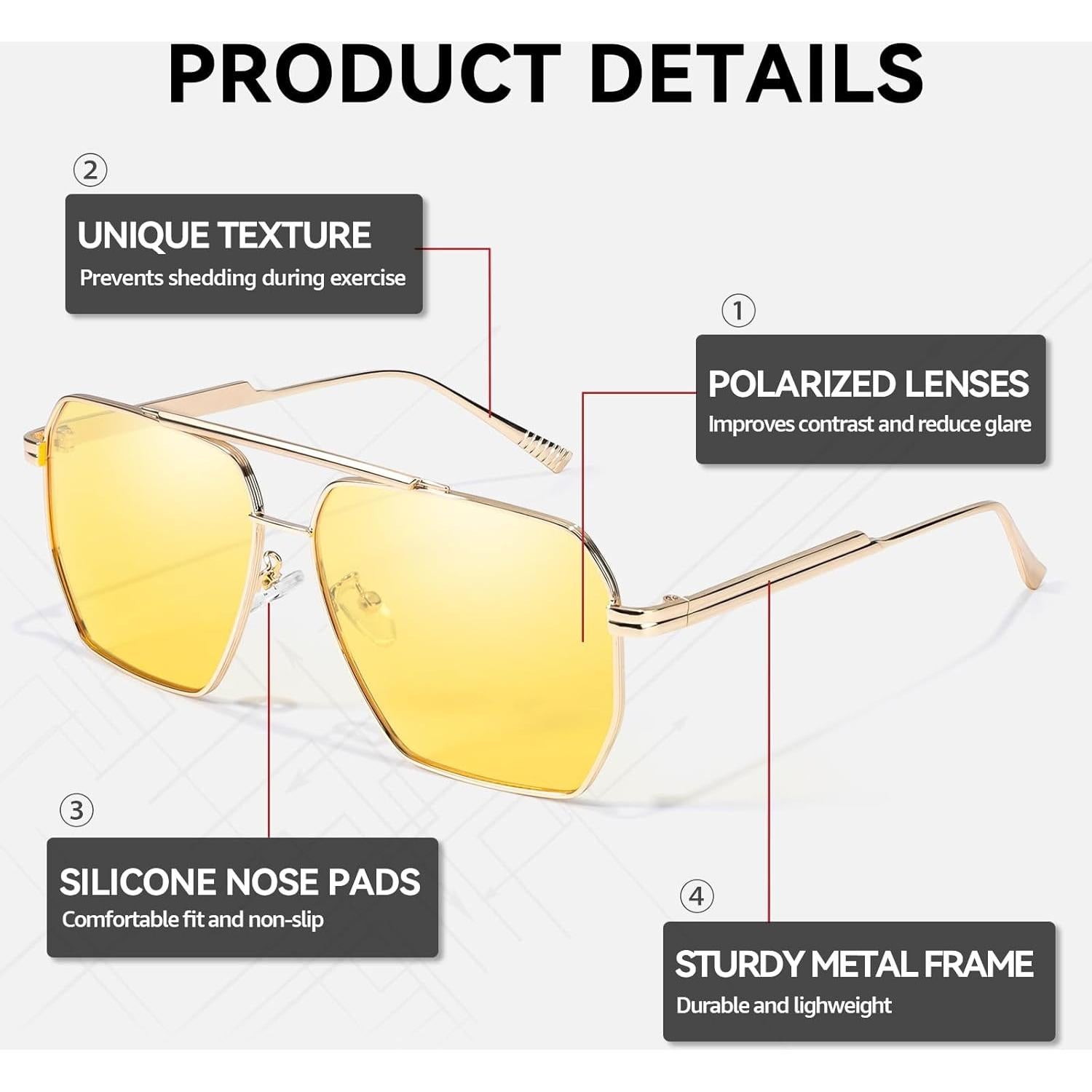 Gafas de Conducción Nocturna SIPHEW Polarizadas Amarillas UV400