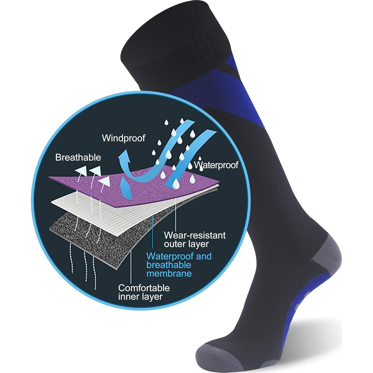 Calcetines Impermeables RANDY SUN hasta la Rodilla - Negro/Gris