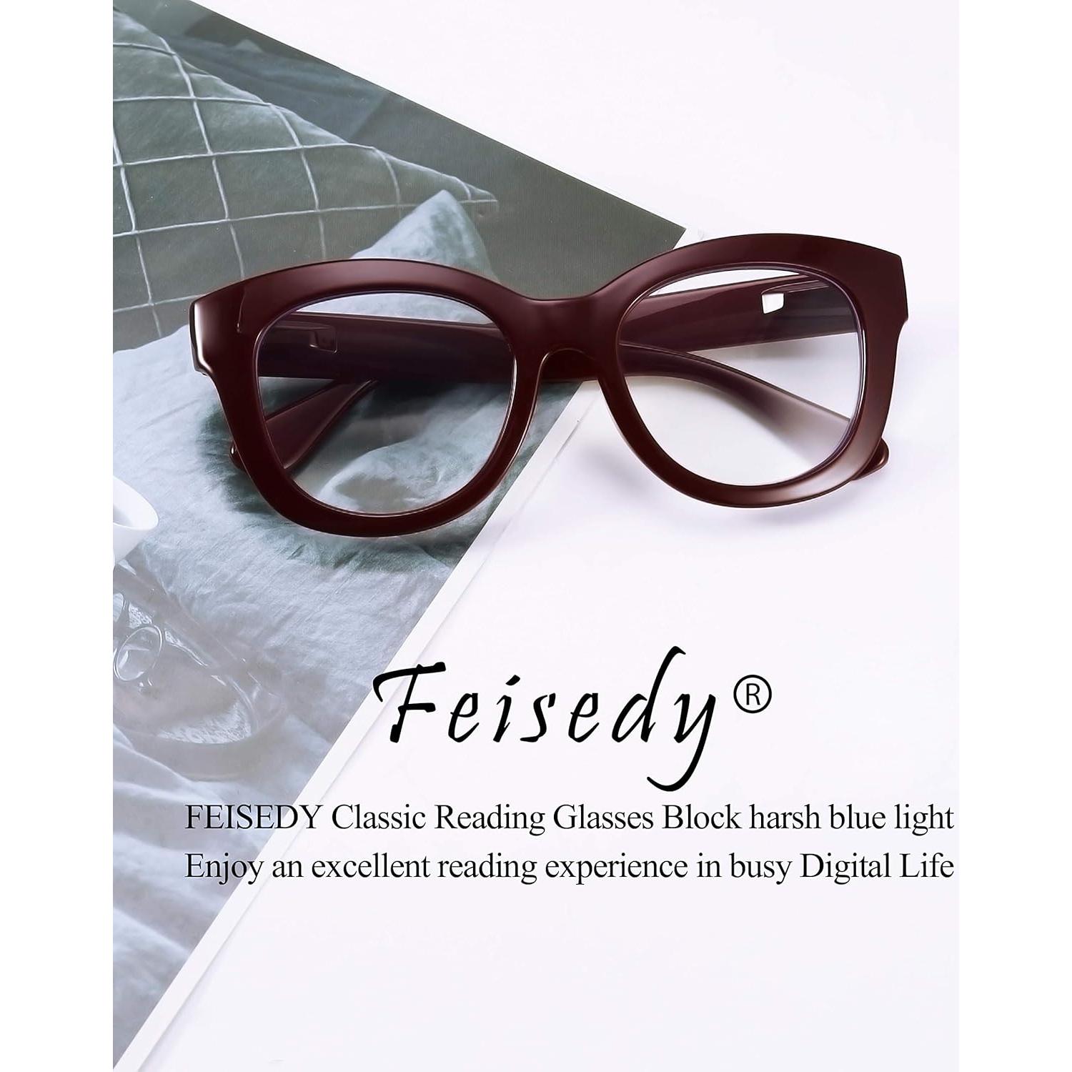 Gafas de Lectura FEISEDY Retro Cuadradas con Lentes Anti-luz Azul 1.25x