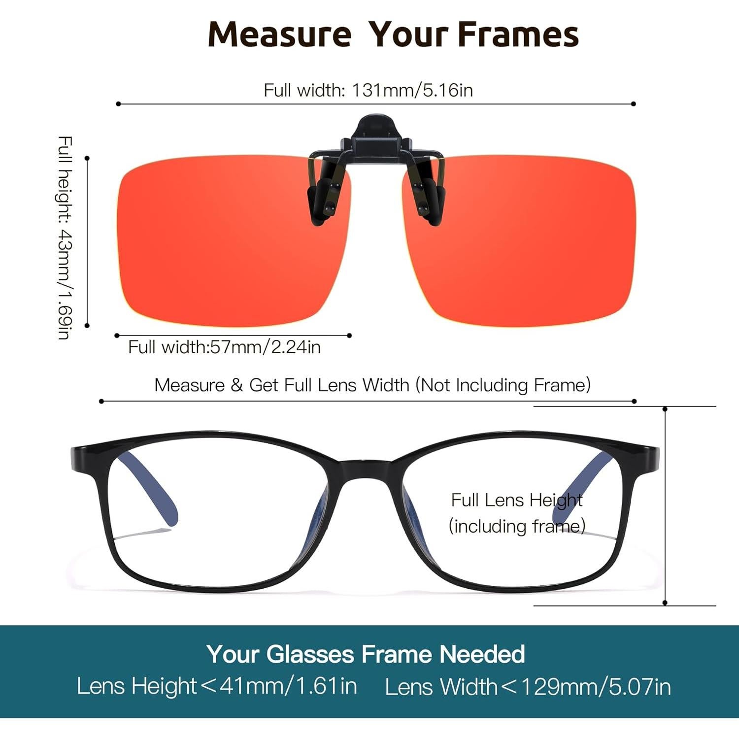 Gafas Clip-On Trysee TS801 Protección Luz Azul 57mm Naranja