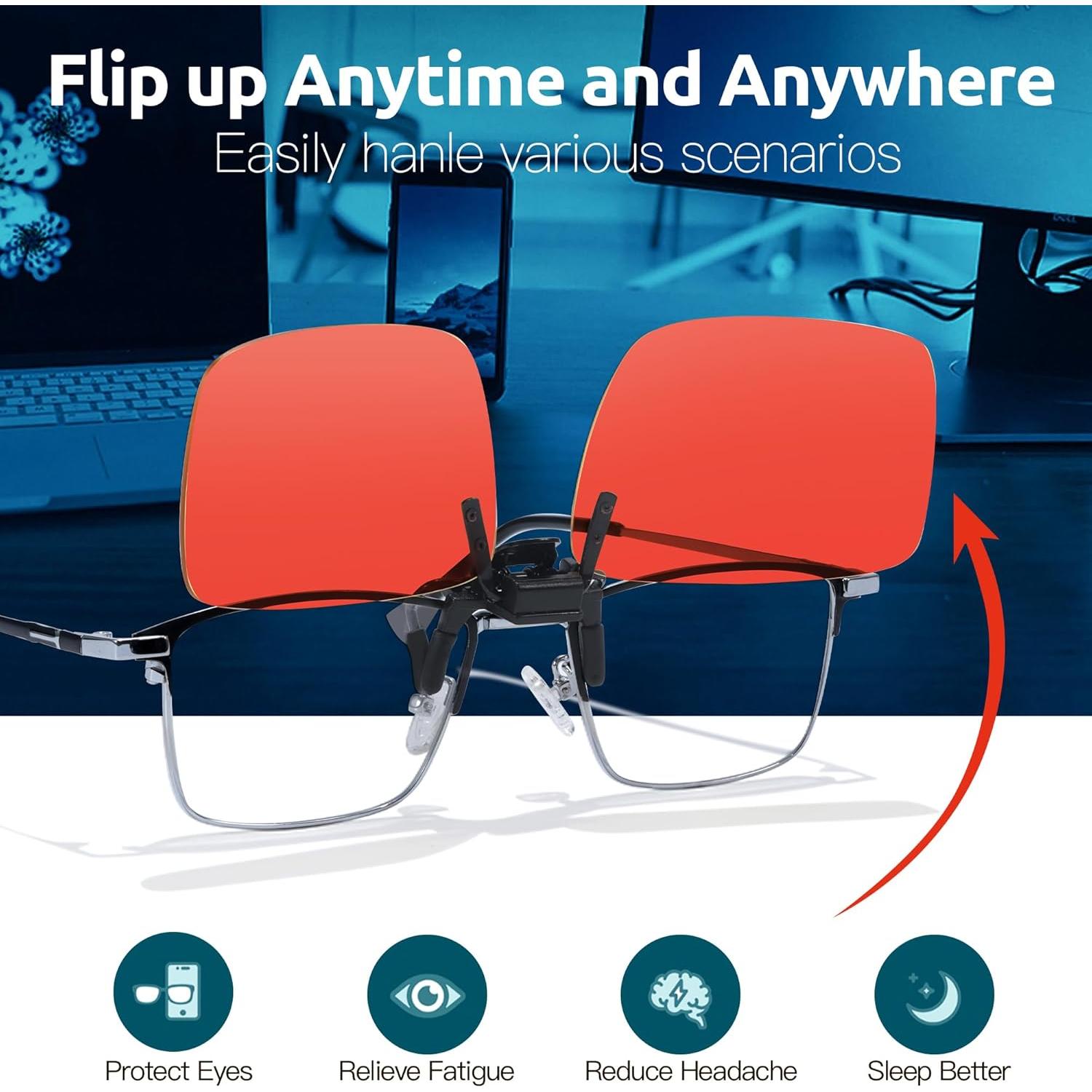 Gafas Clip-On Trysee TS801 Protección Luz Azul 57mm Naranja