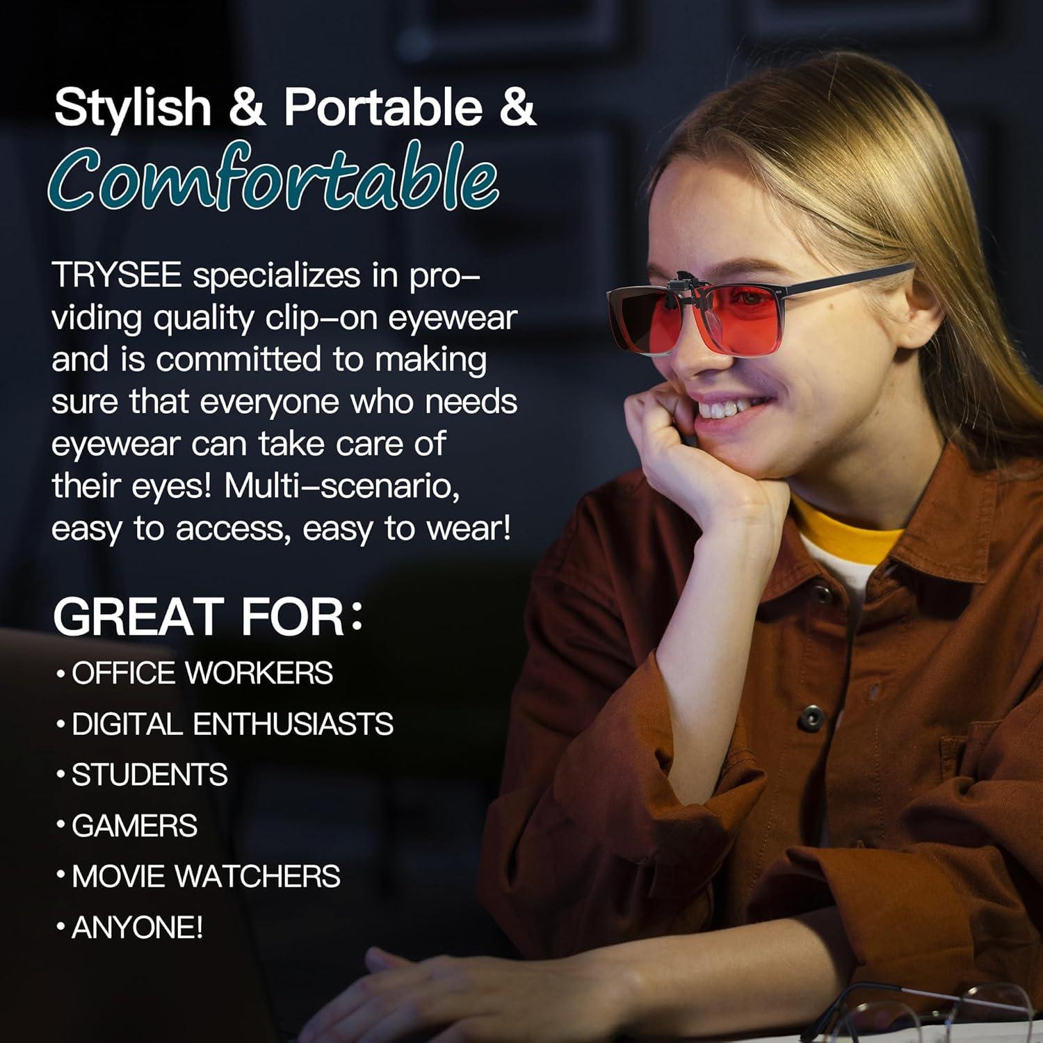 Gafas Clip-On Trysee TS801 Protección Luz Azul 57mm Naranja