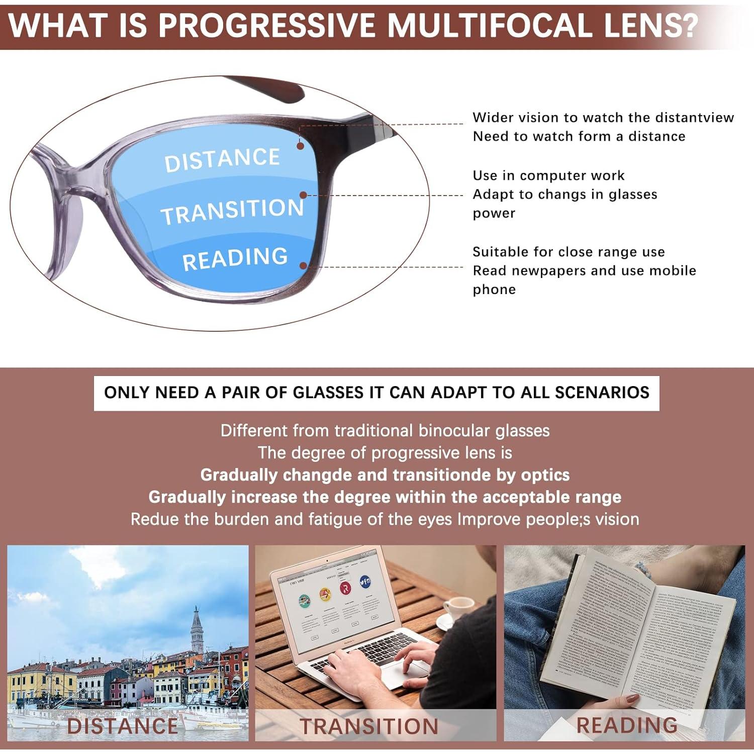 Paquete de 3 Gafas de Lectura Progresivas STASTEND 2.5x