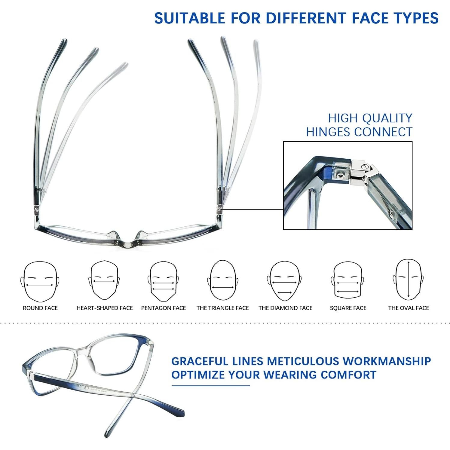Paquete de 3 Gafas de Lectura Progresivas STASTEND con Filtro UV400