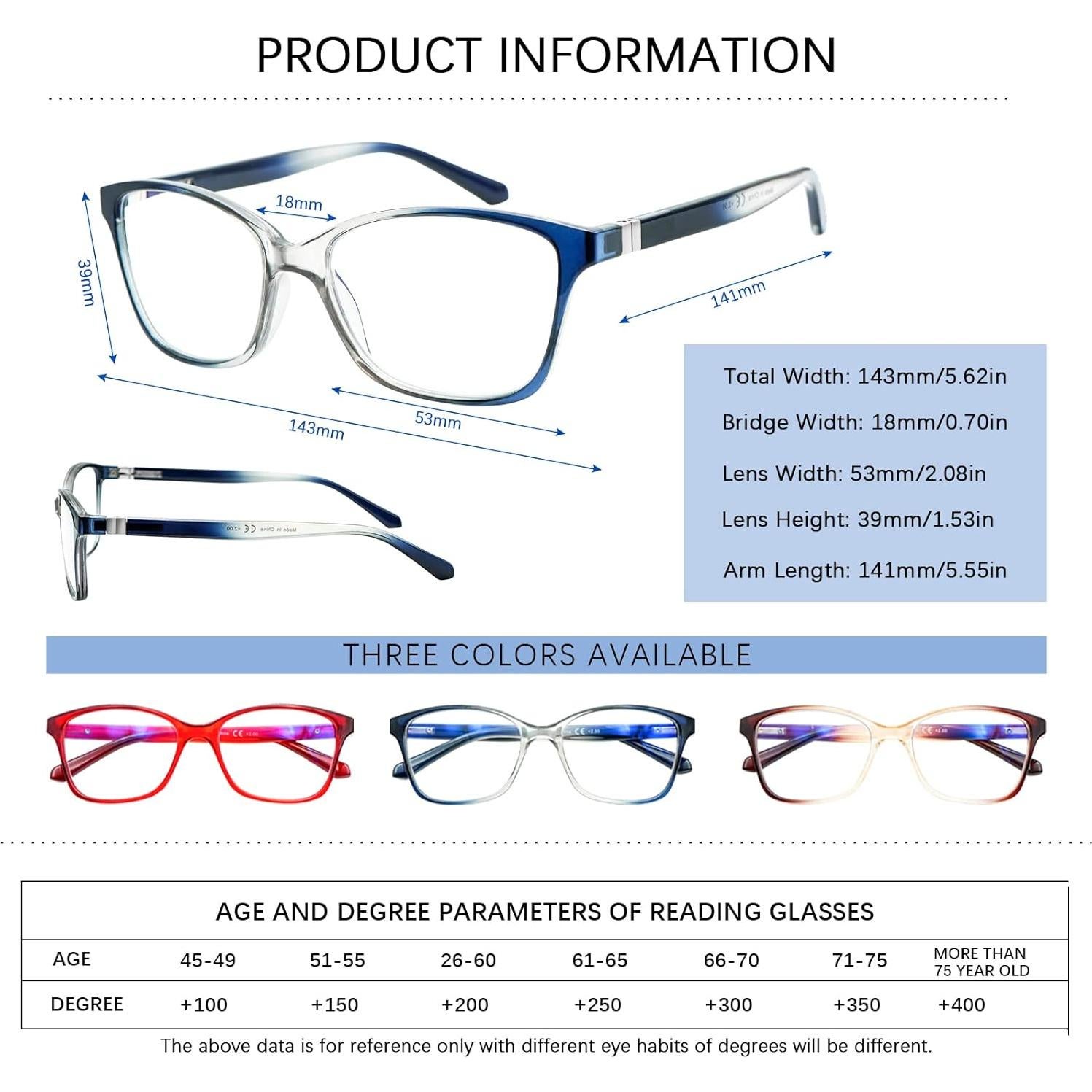 Paquete de 3 Gafas de Lectura Progresivas STASTEND con Filtro UV