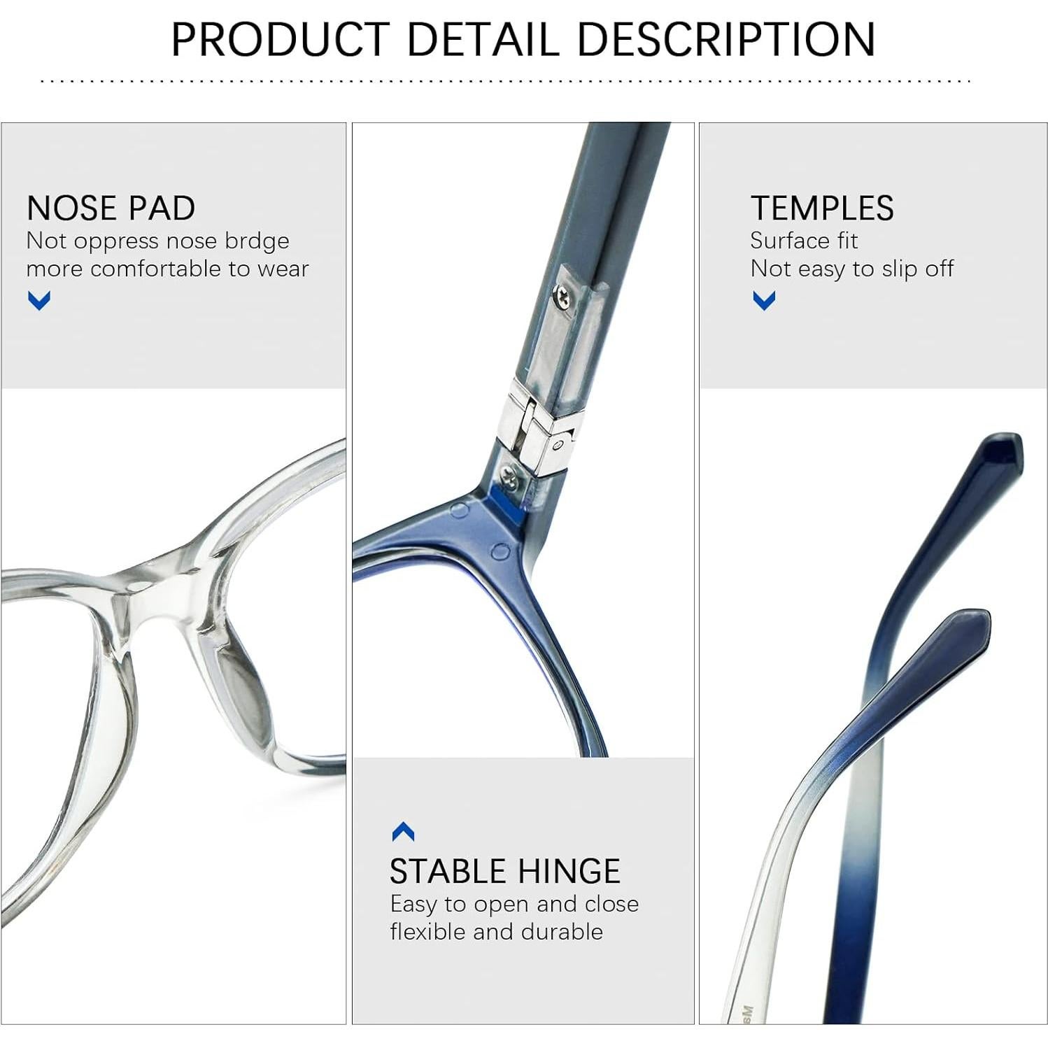 Paquete de 3 Gafas de Lectura Progresivas STASTEND con Filtro UV