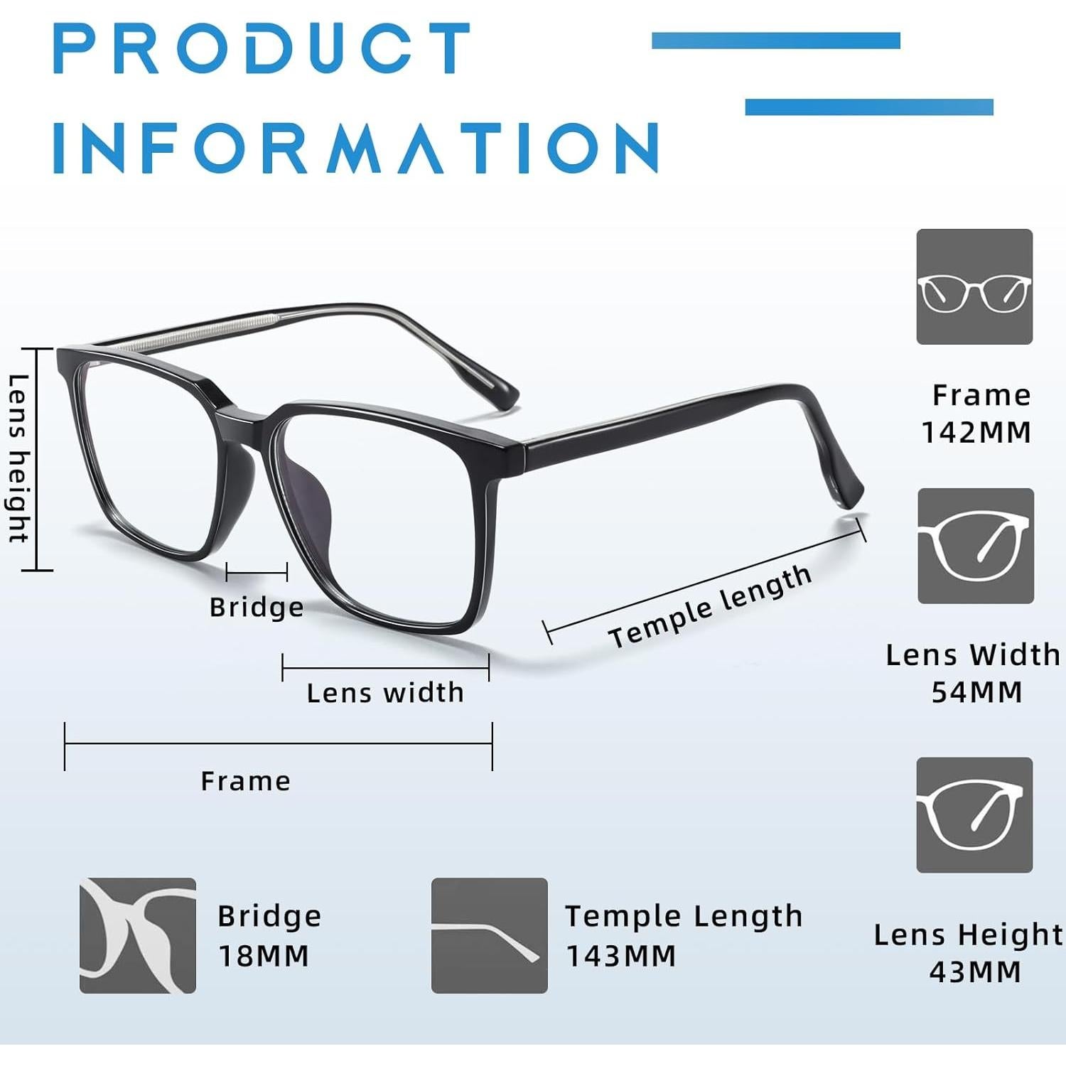 Gafas Anti Luz Azul TR90 54mm Unisex - Reducción Fatiga Visual