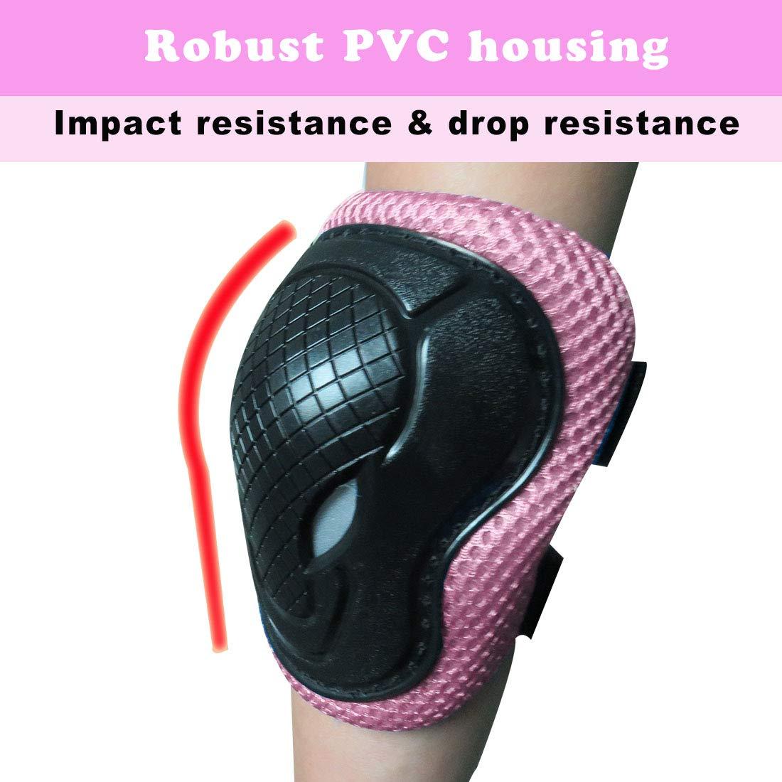 Kit de Protección para Niños GEQID - Rodilleras y Muñequera Rosa