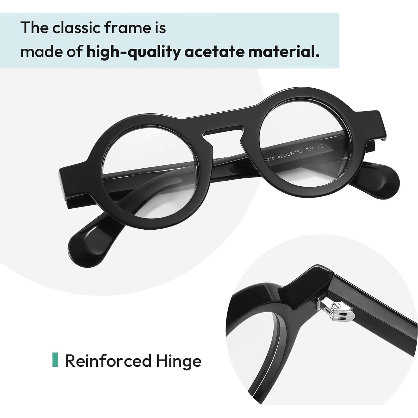 Gafas de lectura redondas FYTOO con bloqueo luz azul UV400