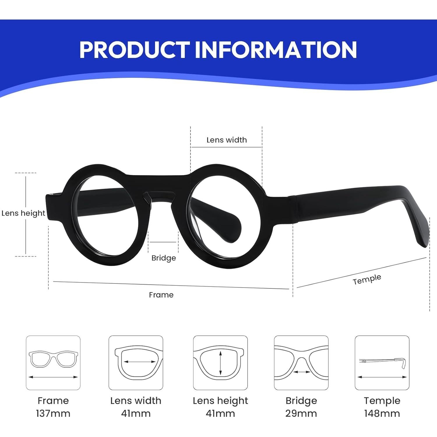 Gafas de lectura redondas FYTOO con bloqueo luz azul UV400