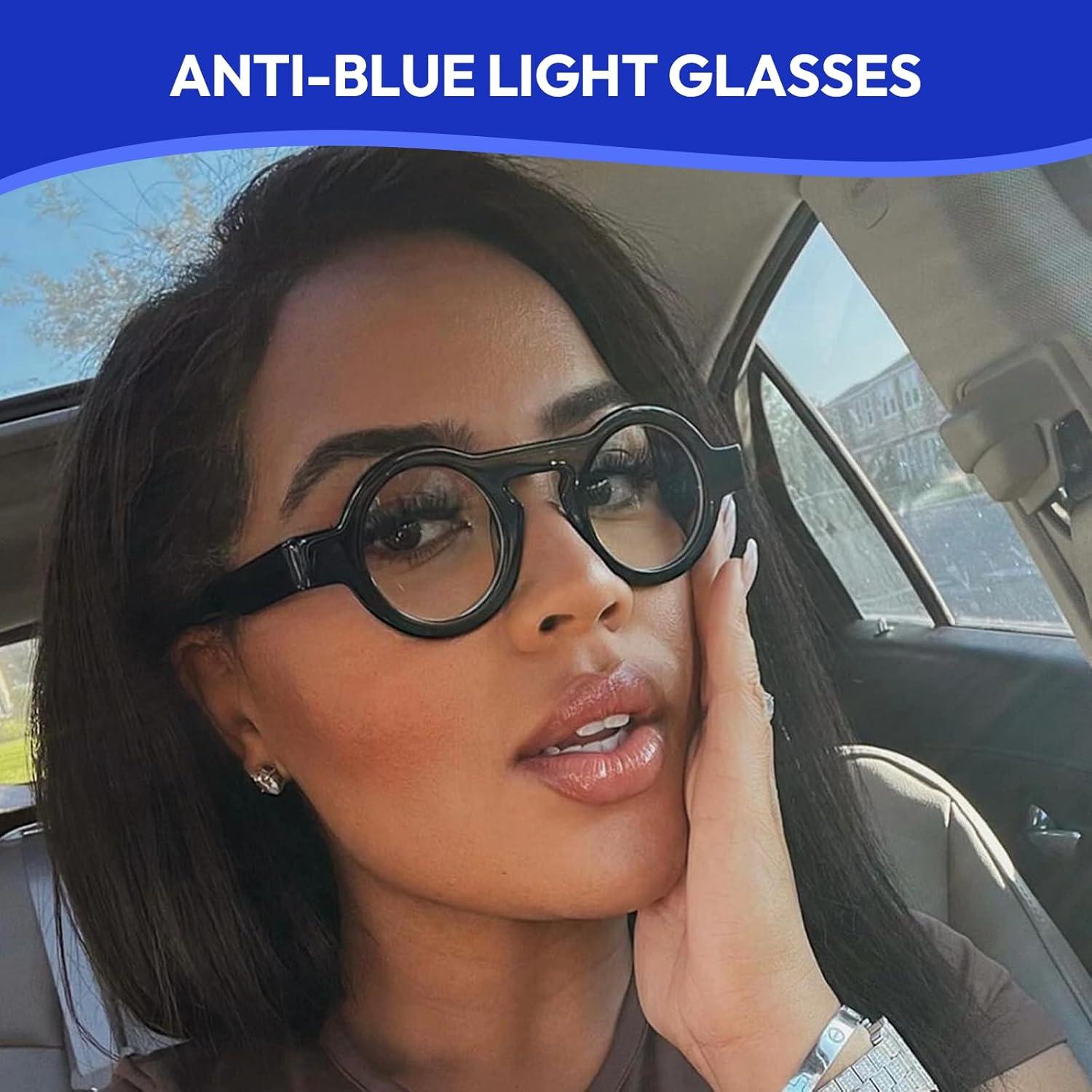 Gafas de lectura redondas FYTOO con bloqueo luz azul UV400