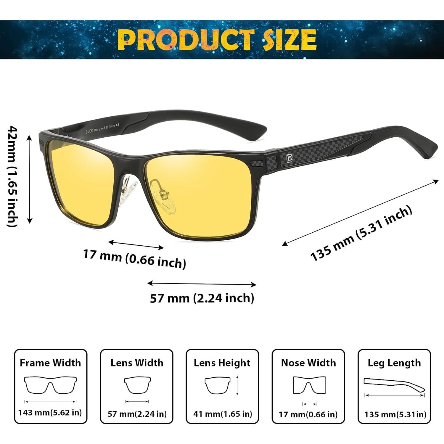 Gafas de Conducción Nocturna DUCO para Hombres Lentes Polarizadas