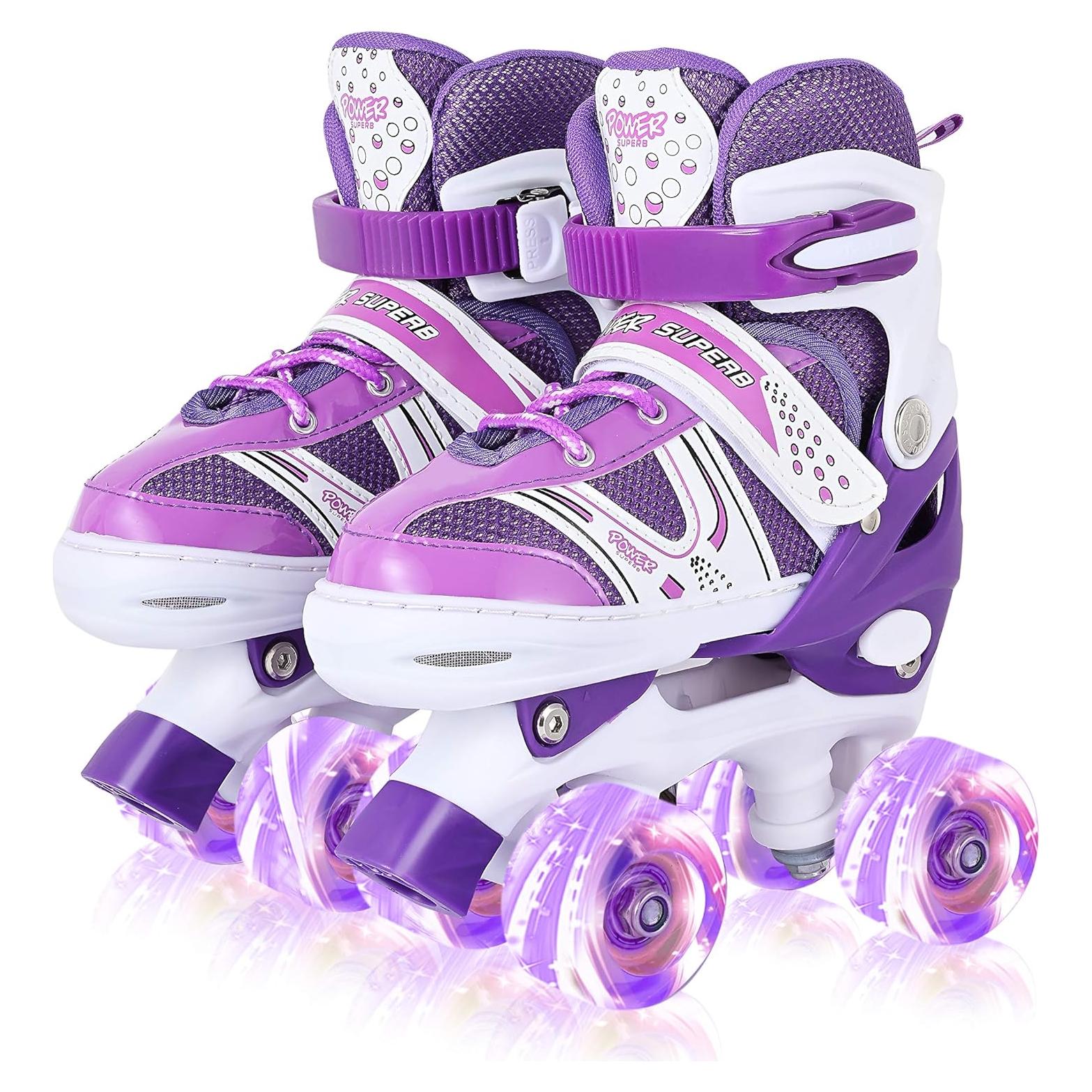 Patines en línea G MGY OLED Morado Ajustables con Ruedas Iluminadas