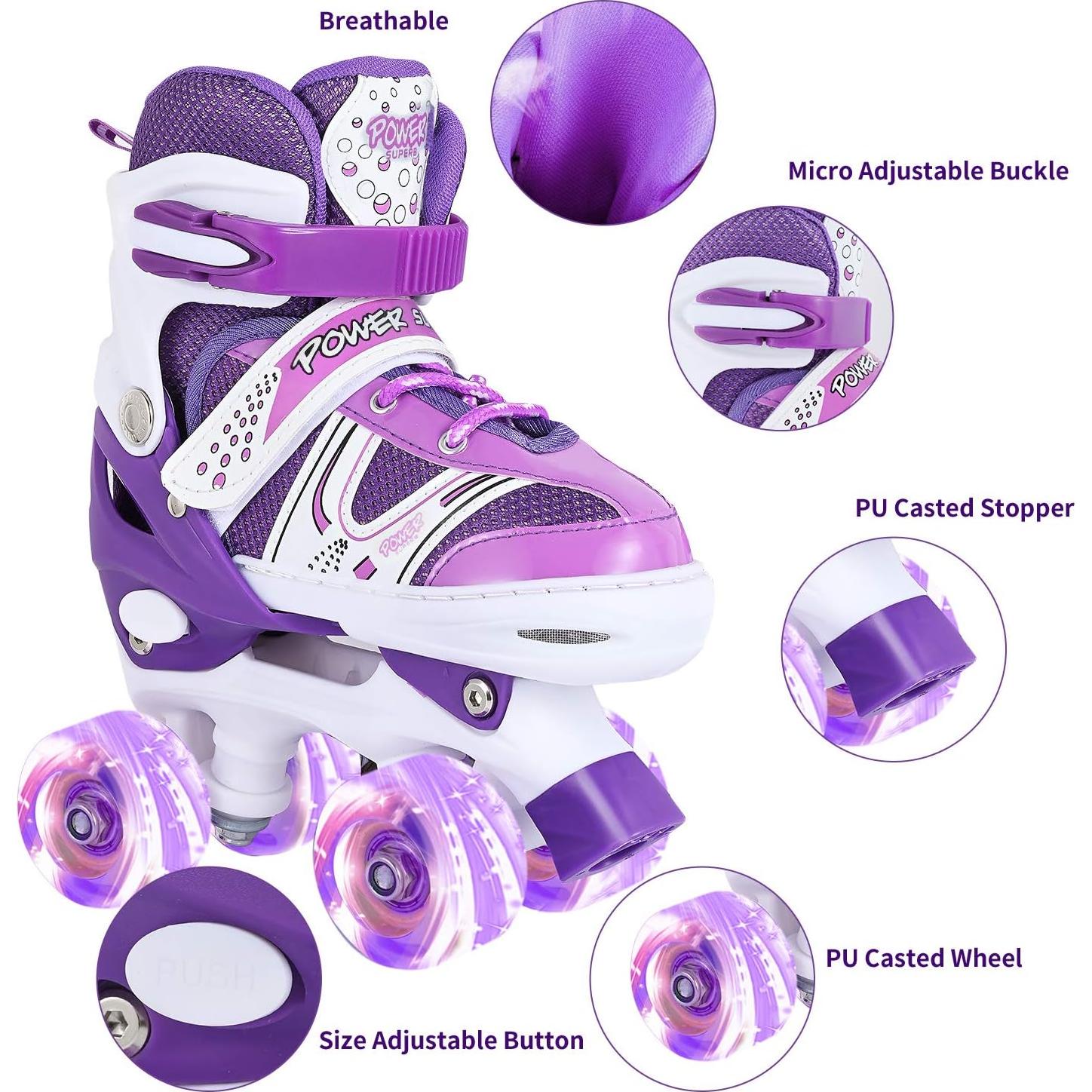 Patines en línea G MGY OLED Morado Ajustables con Ruedas Iluminadas
