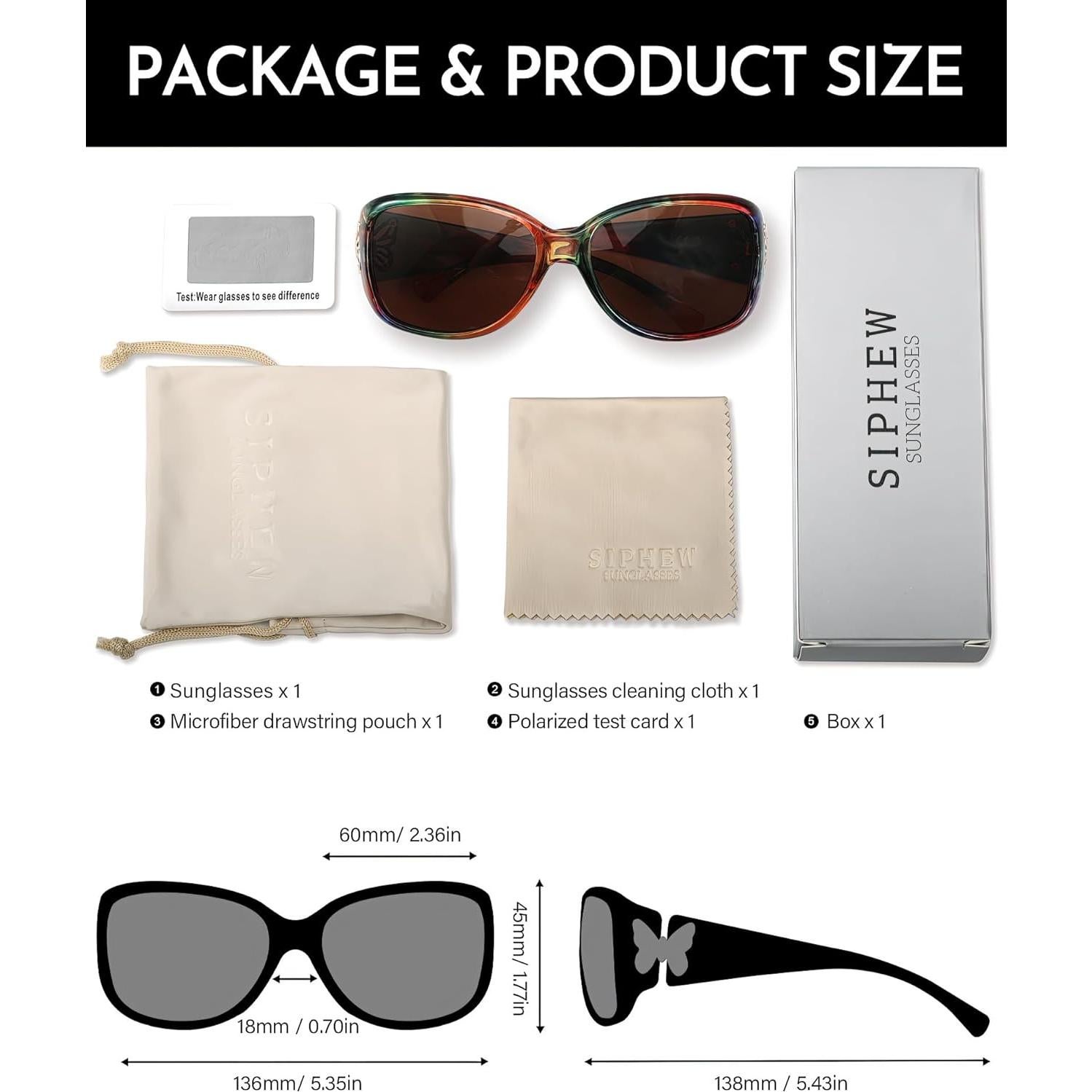 Gafas de sol polarizadas SIPHEW para mujeres UV400 retro chic