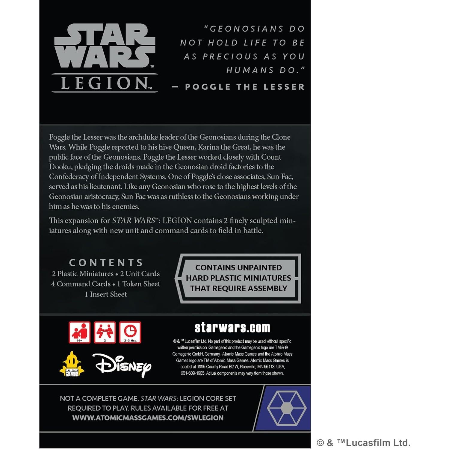 Star Wars: Legion Poggle el Menor y Sun Fac - Expansión