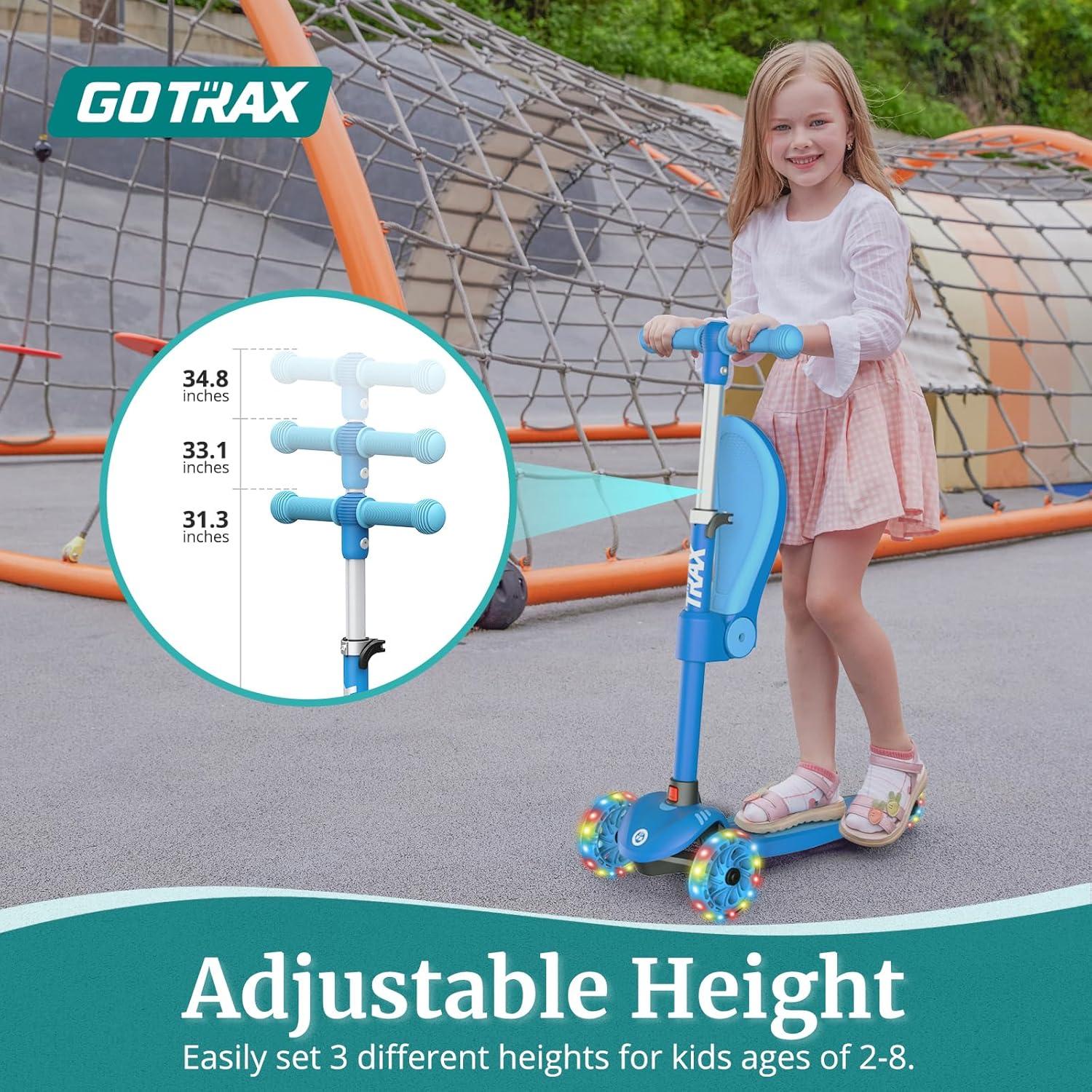 Scooter de empuje Gotrax KS3 para niños, 3 ruedas con luces LED