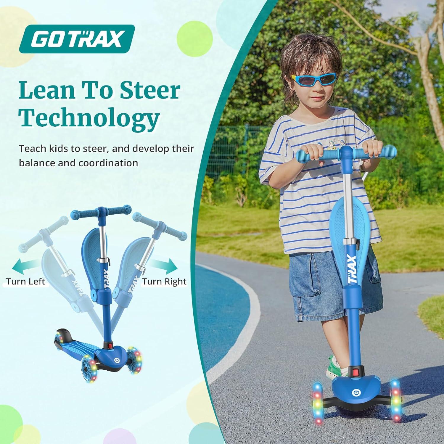Scooter de empuje Gotrax KS3 para niños, 3 ruedas con luces LED